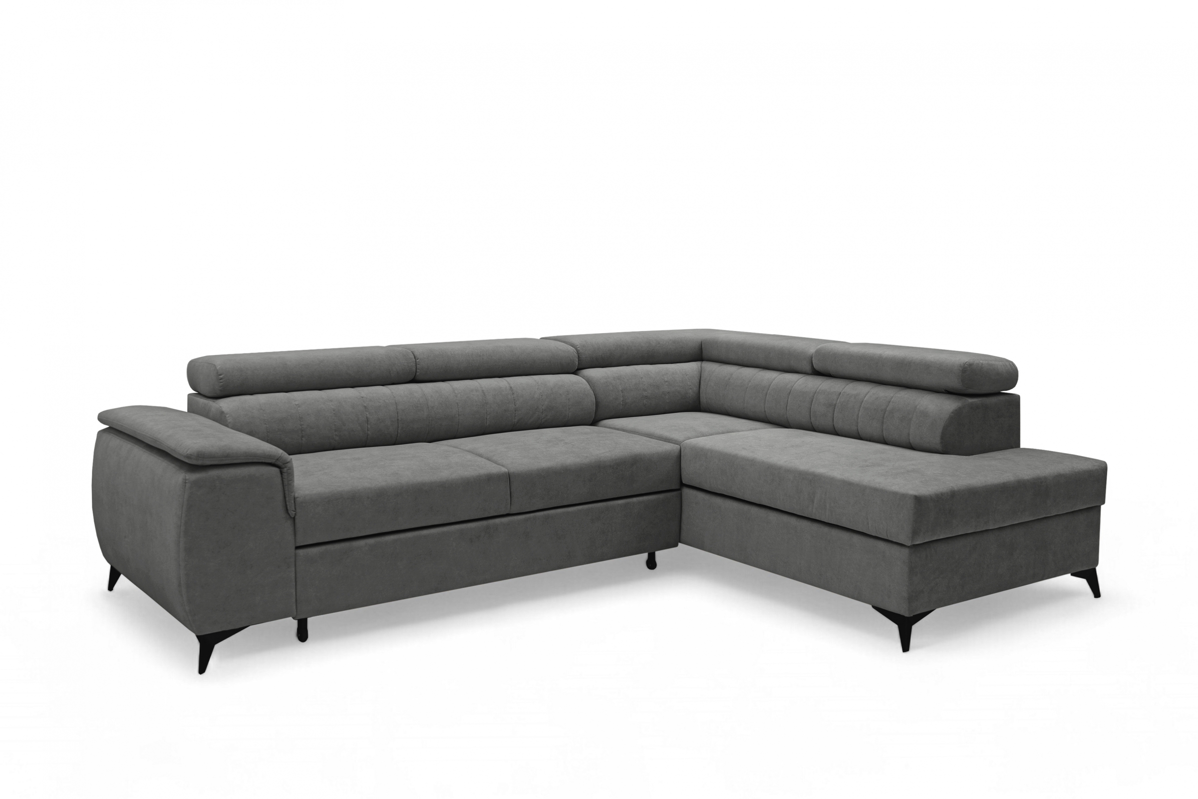 Rohová pohovka Monrose L pravá s funkcí spánku - šedý welvet Zetta 303 Rohová sedací souprava Monrose L rozkládací pravá - šedá welwet latwoczyszczacy Zetta 303