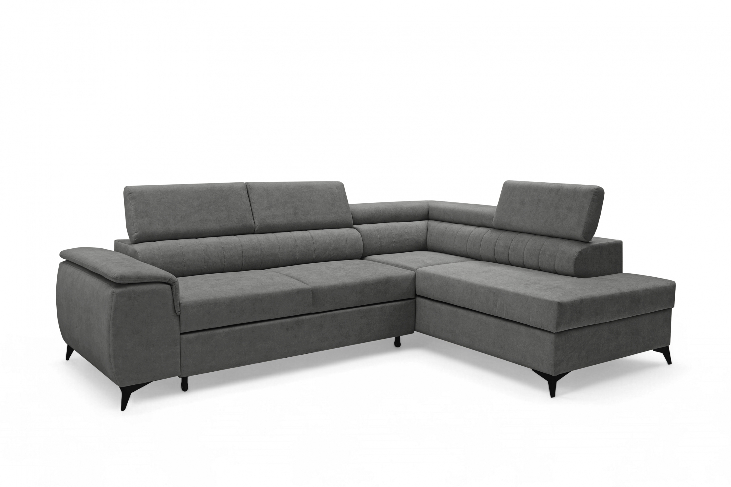 Rohová pohovka Monrose L pravá s funkcí spánku - šedý welvet Zetta 303 Rohová sedací souprava Monrose L rozkládací pravá - šedá welwet latwoczyszczacy Zetta 303