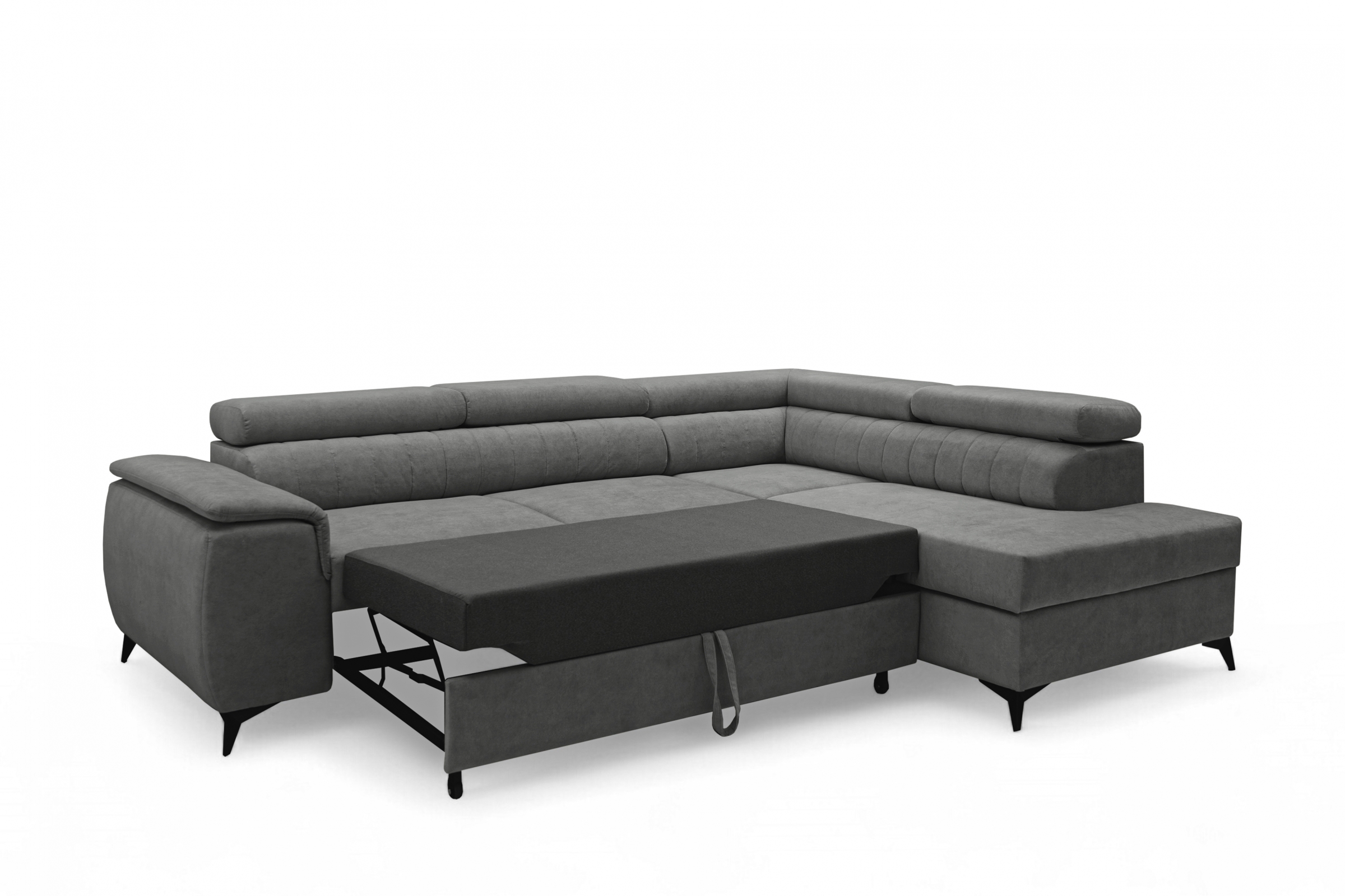 Rohová pohovka Monrose L pravá s funkcí spánku - šedý welvet Zetta 303 Rohová sedací souprava Monrose L rozkládací pravá - šedá welwet latwoczyszczacy Zetta 303