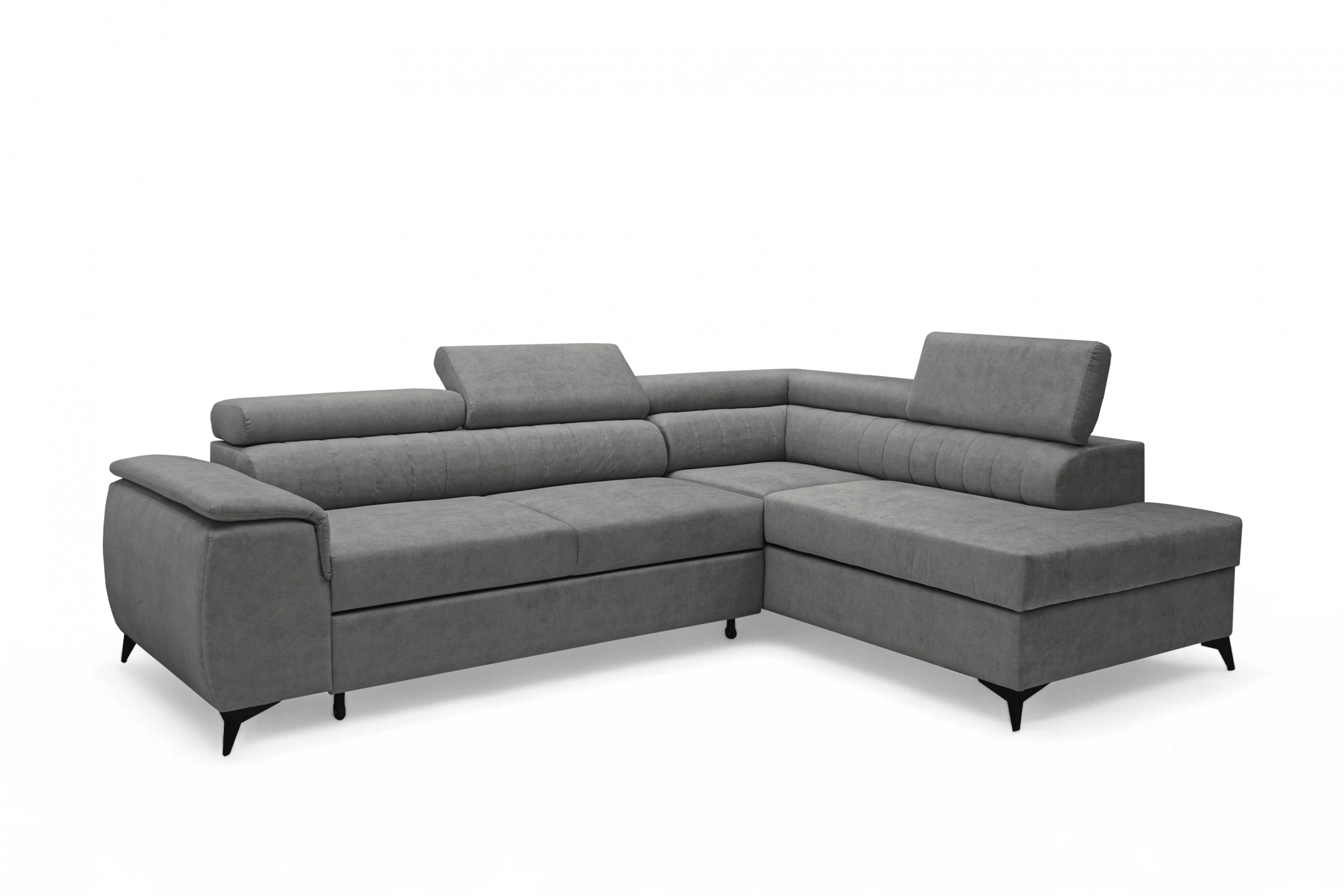 Rohová pohovka Monrose L pravá s funkcí spánku - šedý welvet Zetta 303 Rohová sedací souprava Monrose L rozkládací pravá - šedá welwet latwoczyszczacy Zetta 303