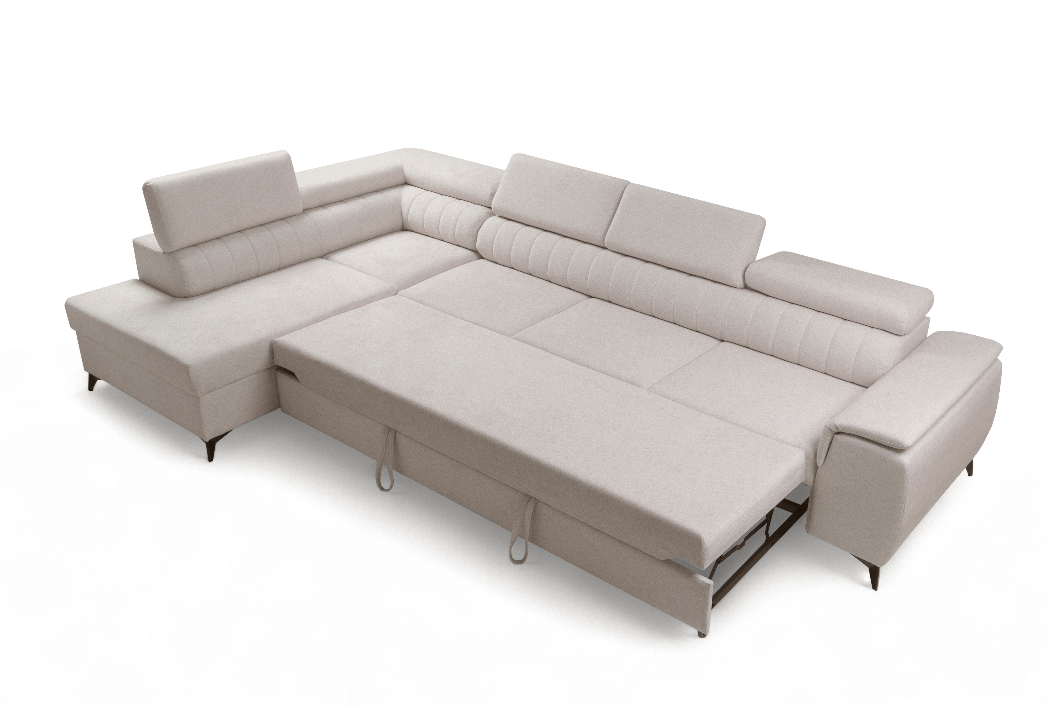 Rohová sedacia súprava Monrose Maxi s funkciou spania ľavá - krémová pletenina Ado 1601 Rohová sedacia súprava Monrose Maxi s funkciou spánku Ľavá strana - kremowa plecionka Ado 1601 Halva 