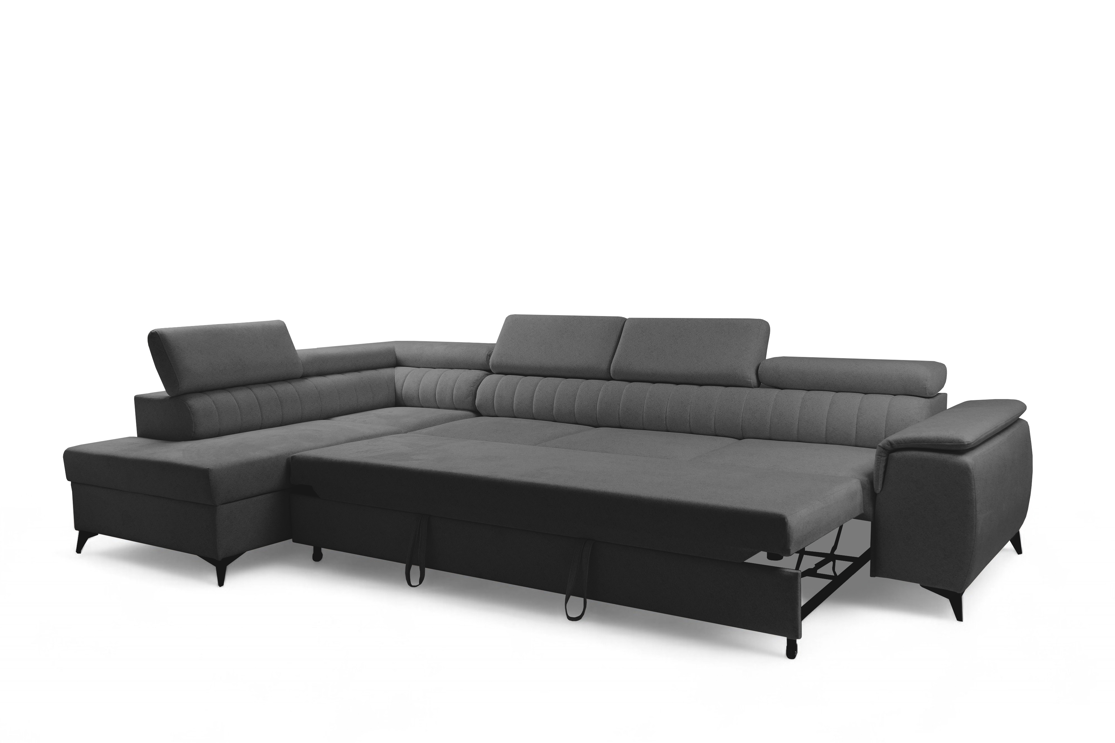 Rohová sedacia súprava Monrose Maxi s funkciou spania ľavá - sivá pletenina Ado 1617 Rohová sedacia súprava Monrose Maxi s funkciou spánku Ľavá strana - šedá plecionka Ado 1617