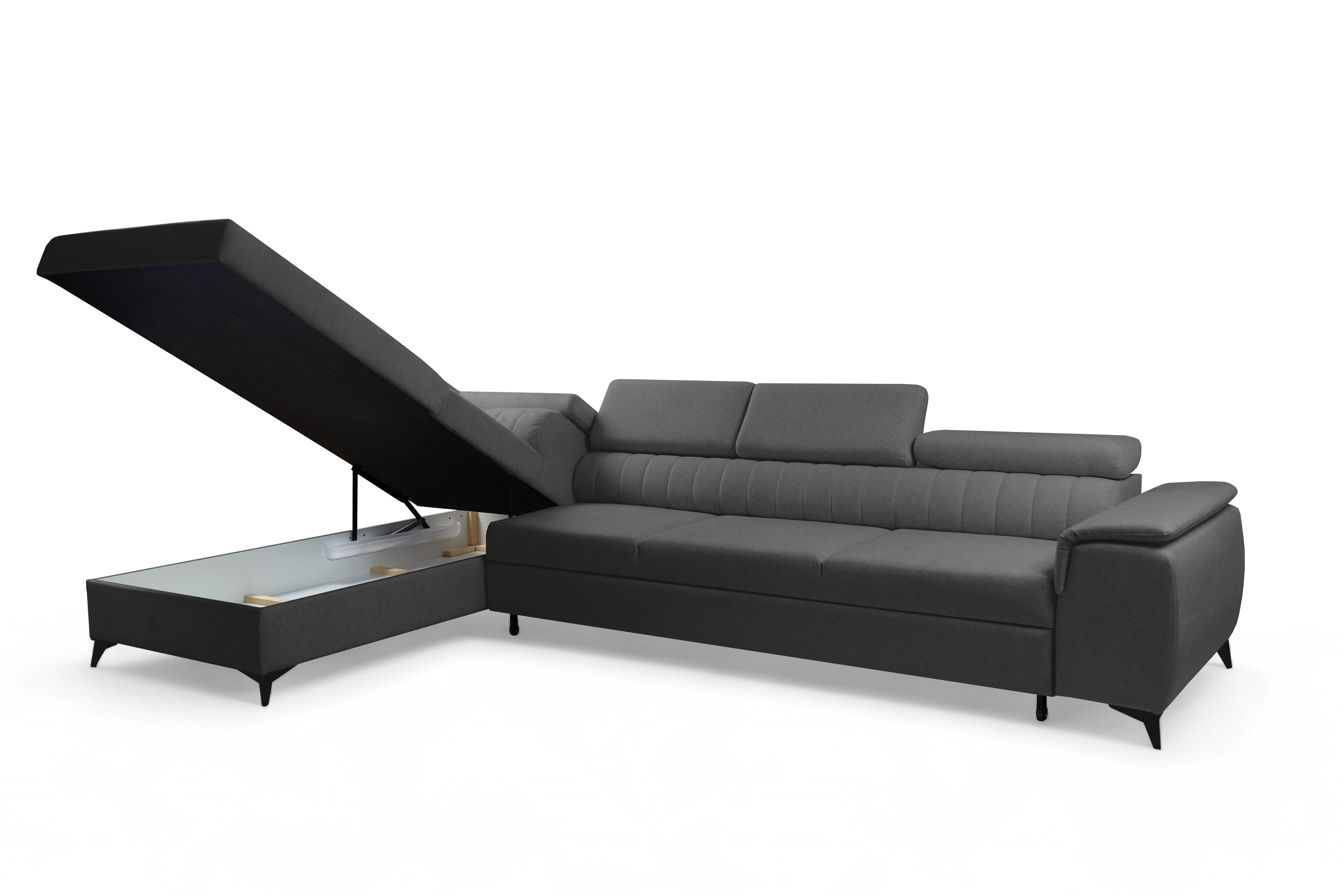 Rohová sedacia súprava Monrose Maxi s funkciou spania ľavá - sivá pletenina Ado 1617 Rohová sedacia súprava Monrose Maxi s funkciou spánku Ľavá strana - šedá plecionka Ado 1617