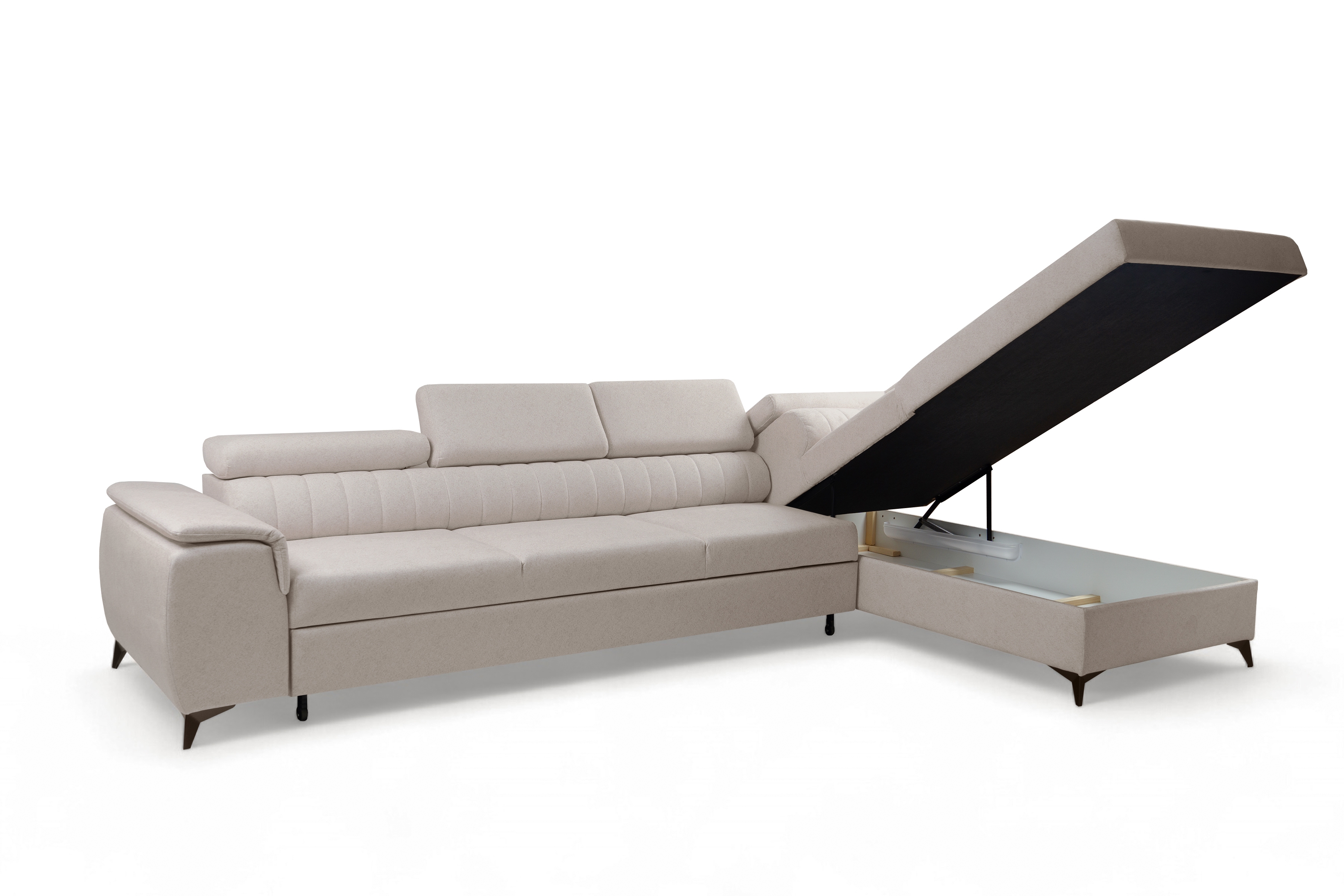 Rohová pohovka Monrose Maxi pravá s funkcí spánku - krémová tkanina Ado 1601 Halva Rohová sedací souprava Monrose Maxi rozkládací pravá - kremowa plecionka Ado 1601 Halva