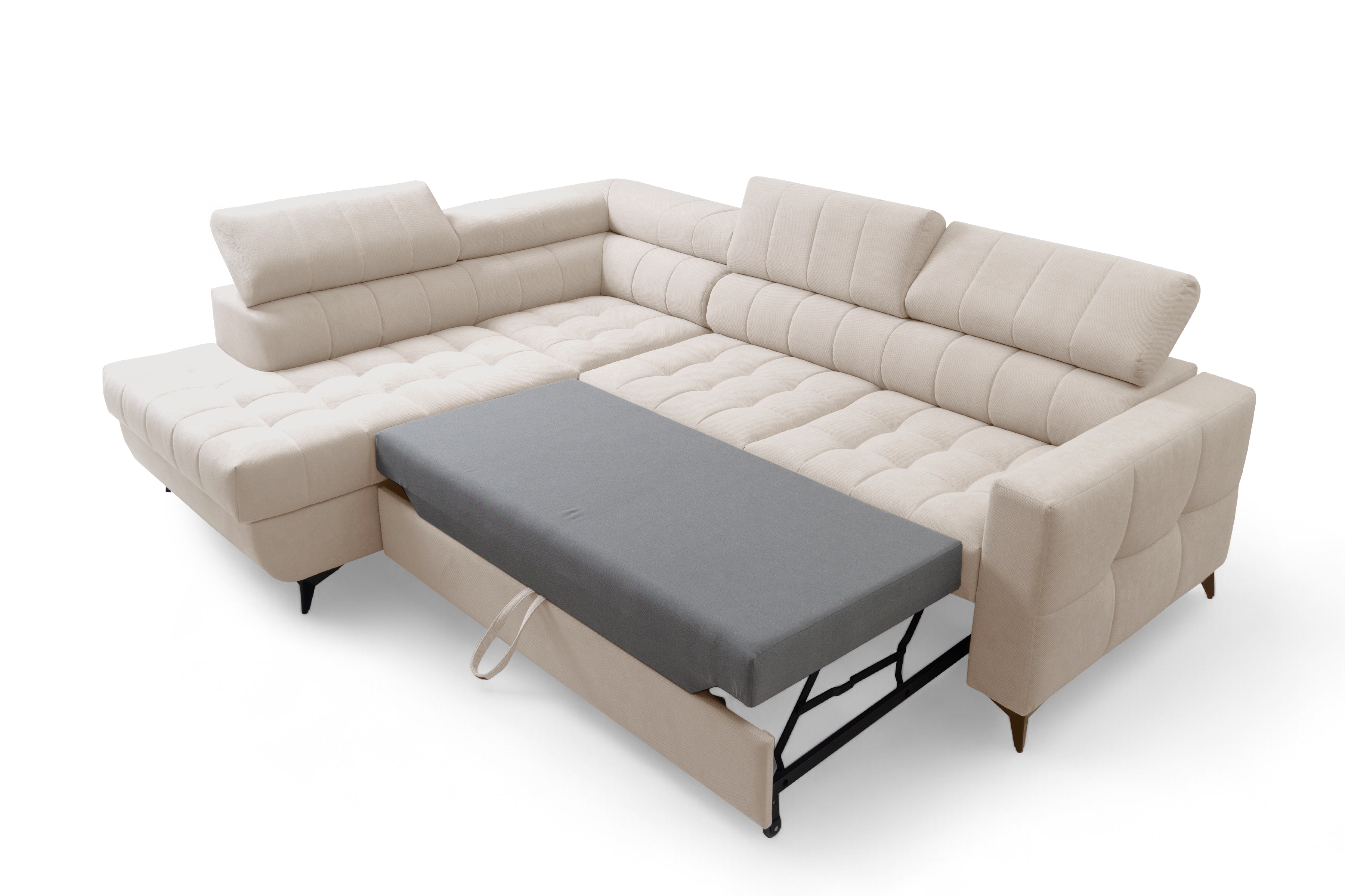 Rozkládací rohová sedací souprava Nardo L levá - béžová Pretty 03 Rohová sedací souprava Nardo L rozkládací levá - béžová plusz Pretty 03 