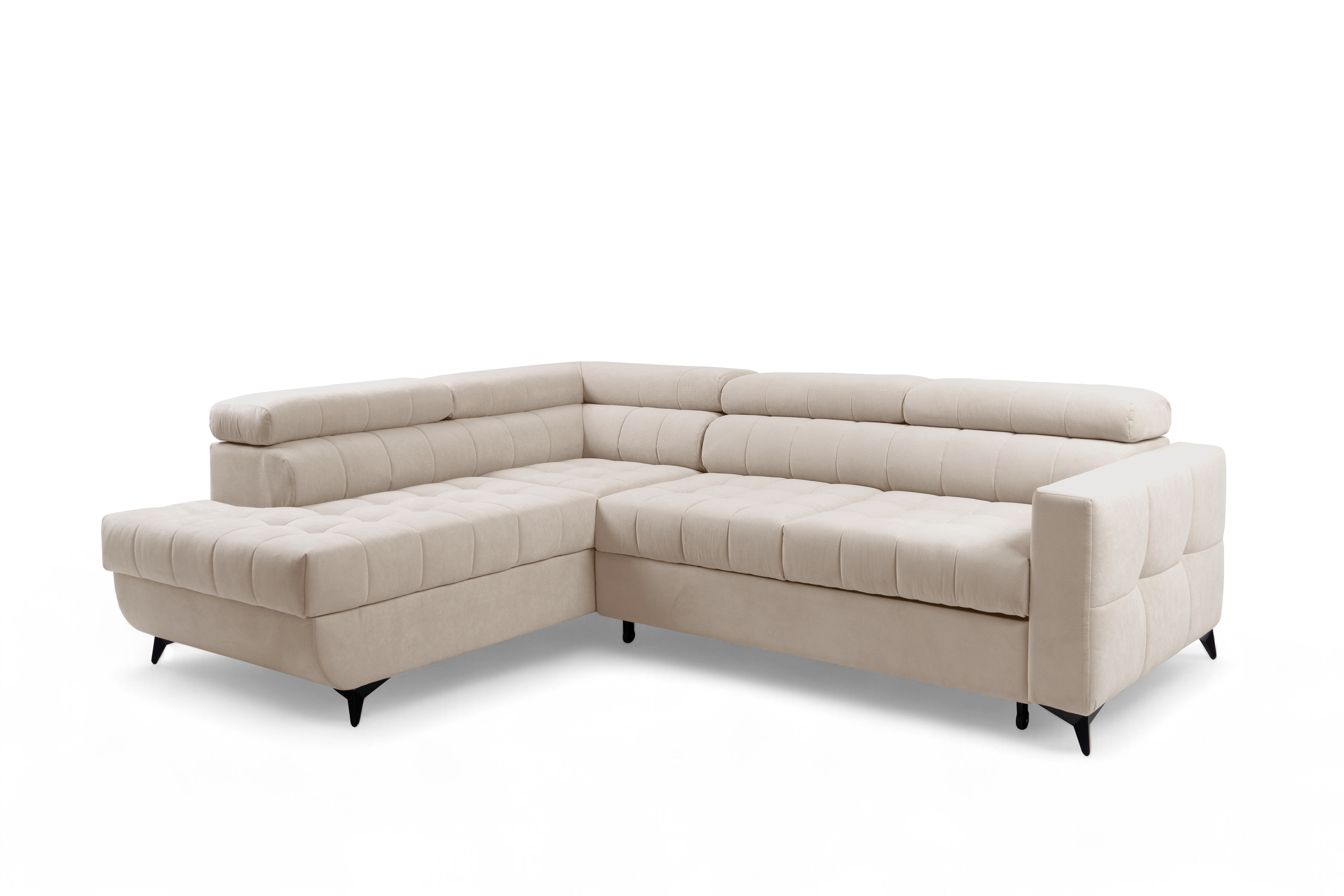 Rozkládací rohová sedací souprava Nardo L levá - béžová Pretty 03 Rohová sedací souprava Nardo L rozkládací levá - béžová plusz Pretty 03 