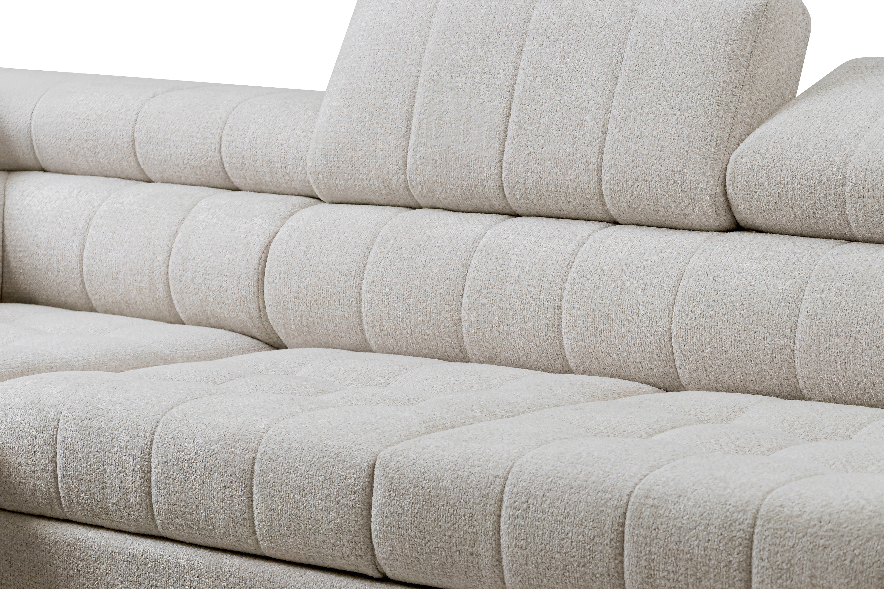 Rozkládací rohová sedací souprava Nardo L levá - béžová Taro 04 Rohová sedací souprava Nardo L rozkládací levá - béžová šenil latwoczyszczacy Taro 04