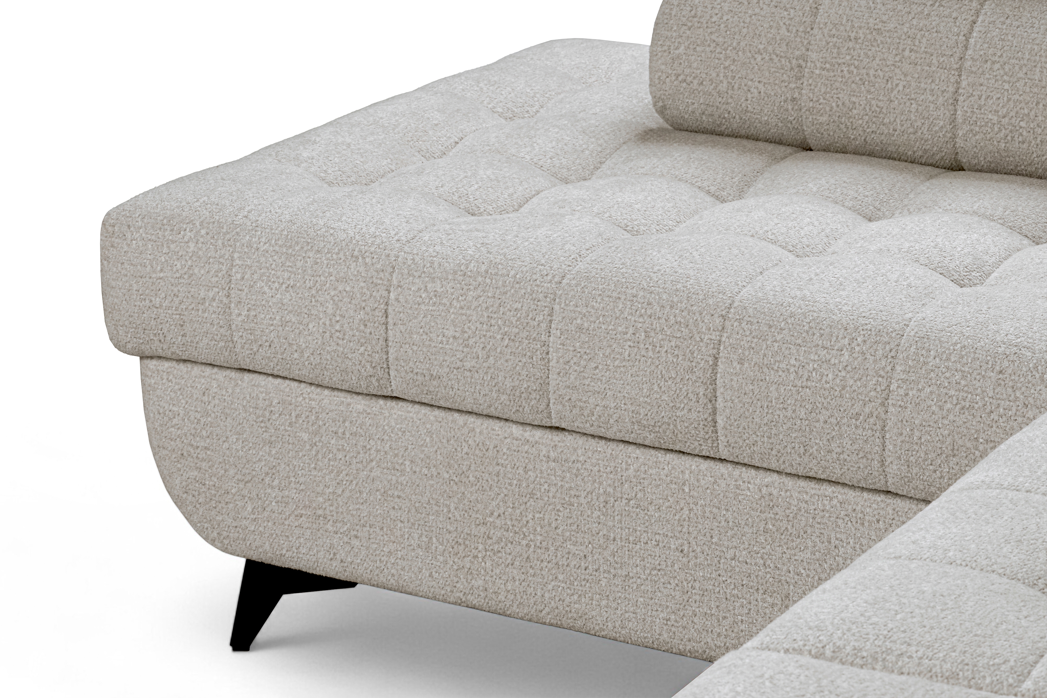 Rozkládací rohová sedací souprava Nardo L levá - béžová Taro 04 Rohová sedací souprava Nardo L rozkládací levá - béžová šenil latwoczyszczacy Taro 04