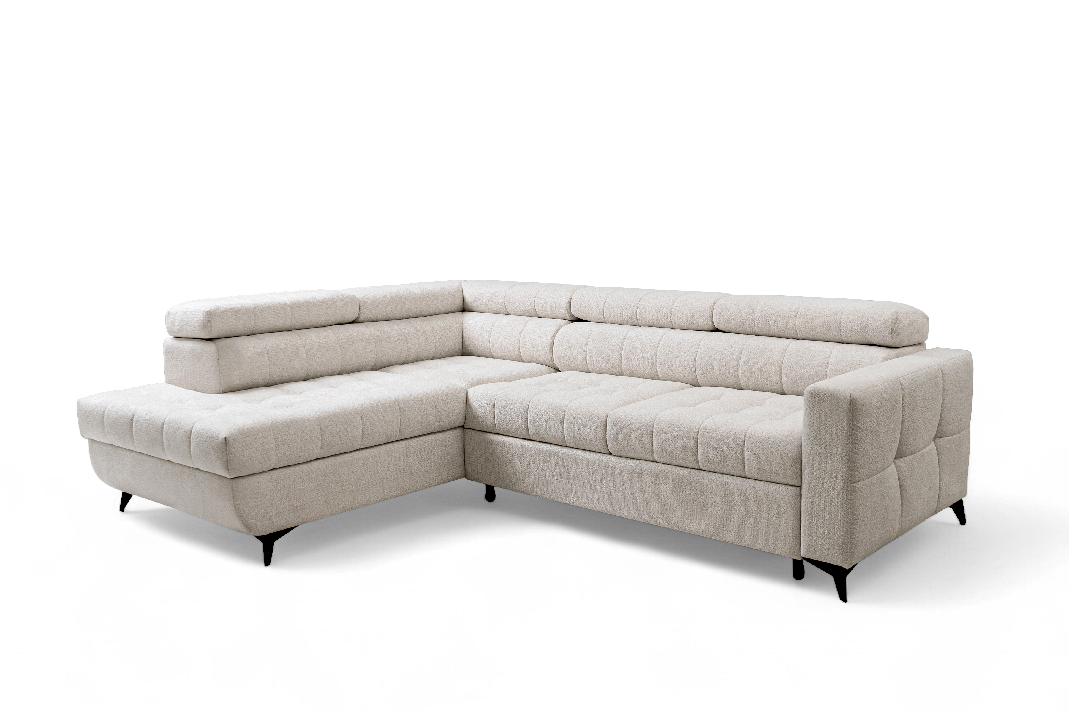 Rozkládací rohová sedací souprava Nardo L levá - béžová Taro 04 Rohová sedací souprava Nardo L rozkládací levá - béžová šenil latwoczyszczacy Taro 04