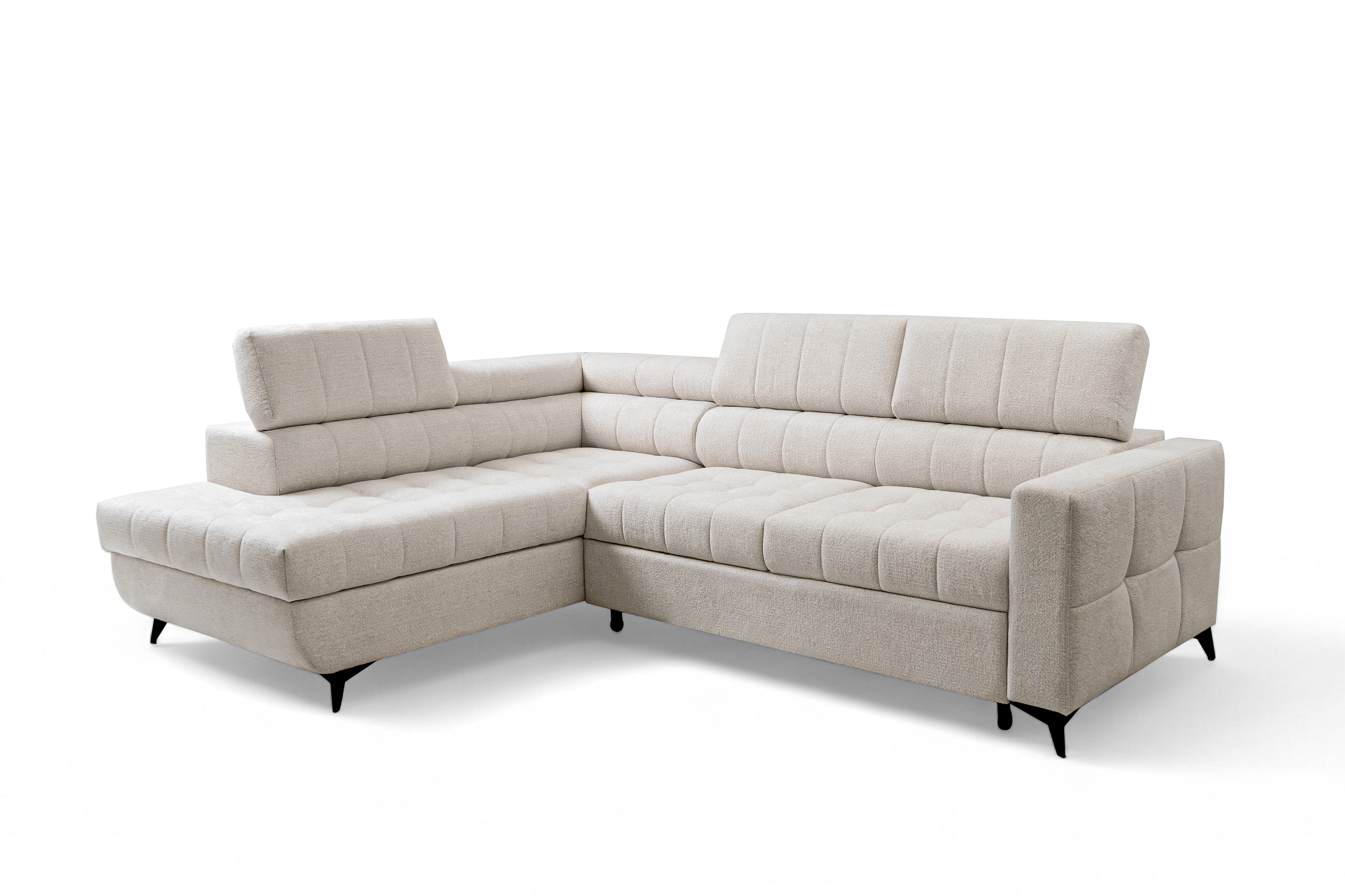 Rozkládací rohová sedací souprava Nardo L levá - béžová Taro 04 Rohová sedací souprava Nardo L rozkládací levá - béžová šenil latwoczyszczacy Taro 04