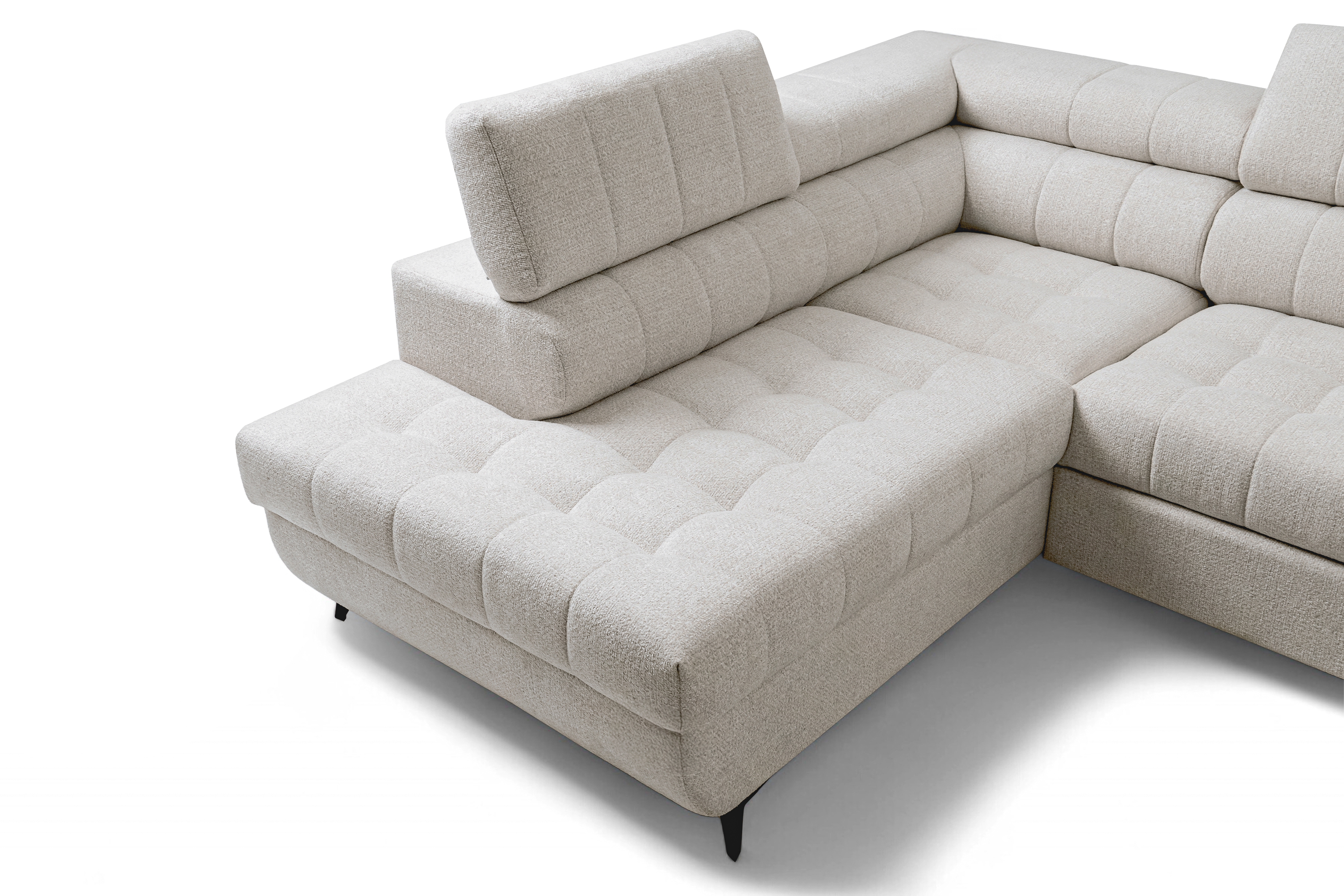 Rozkládací rohová sedací souprava Nardo L levá - béžová Taro 04 Rohová sedací souprava Nardo L rozkládací levá - béžová šenil latwoczyszczacy Taro 04