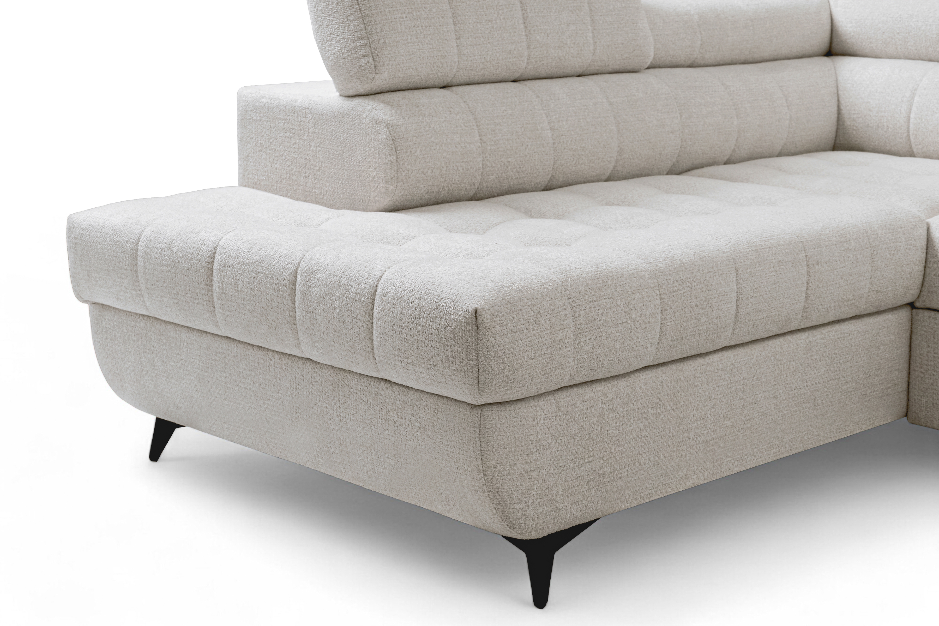 Rozkládací rohová sedací souprava Nardo L levá - béžová Taro 04 Rohová sedací souprava Nardo L rozkládací levá - béžová šenil latwoczyszczacy Taro 04