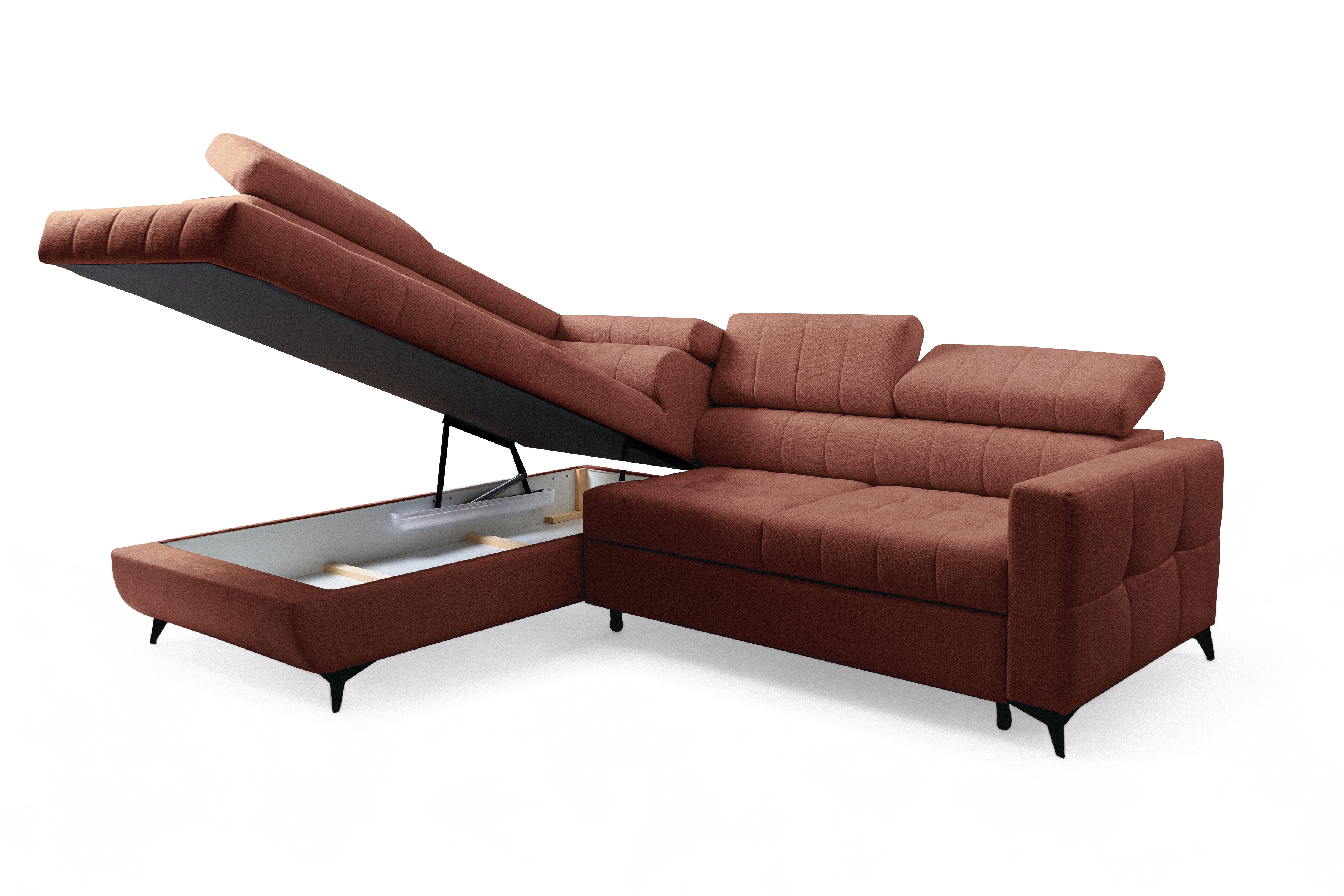 Rozkládací rohová sedací souprava Nardo L levá - hnědá Taro 57 Rohová sedací souprava Nardo L rozkládací levá - hnědá šenil latwoczyszczacy Taro 57