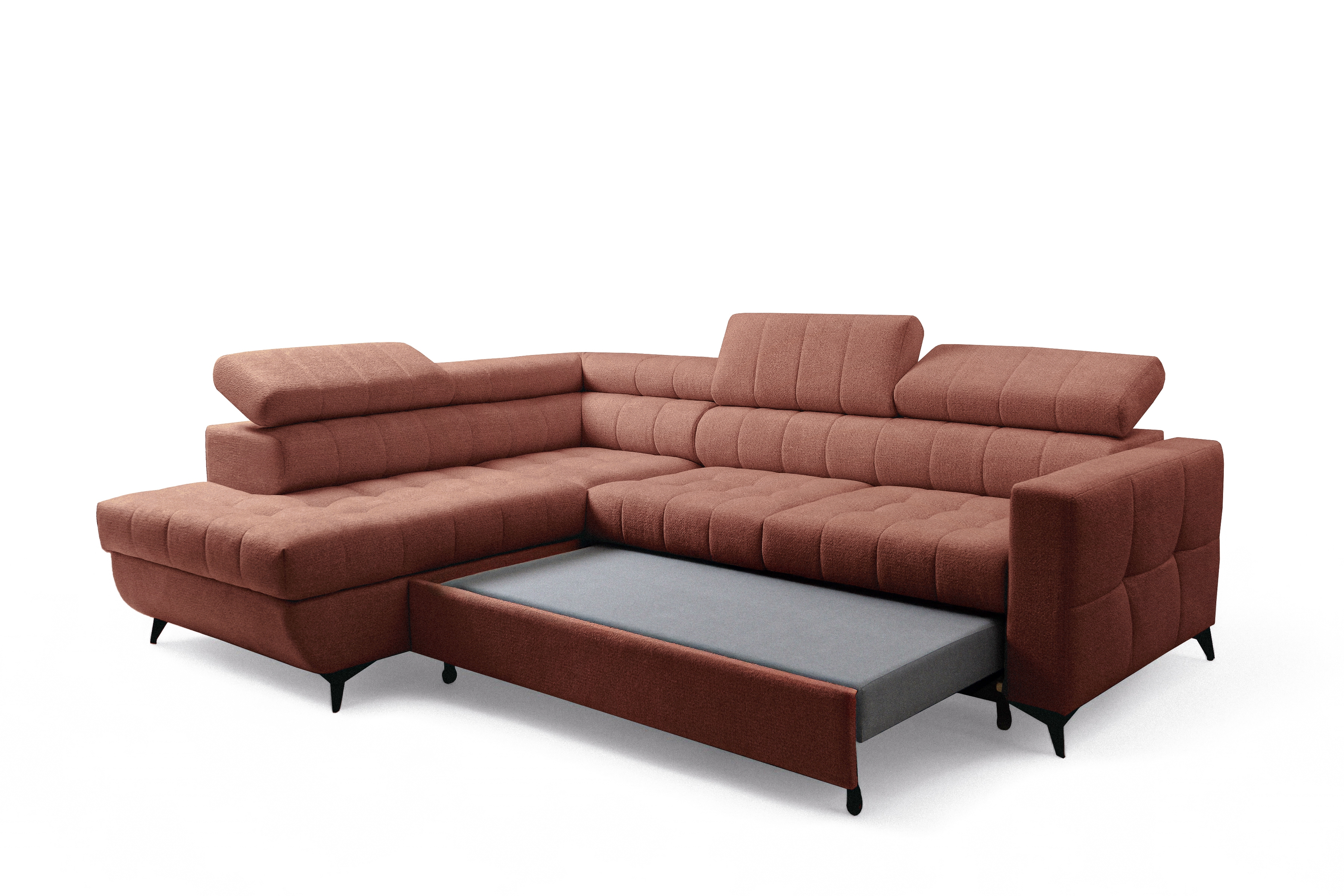 Rozkládací rohová sedací souprava Nardo L levá - hnědá Taro 57 Rohová sedací souprava Nardo L rozkládací levá - hnědá šenil latwoczyszczacy Taro 57