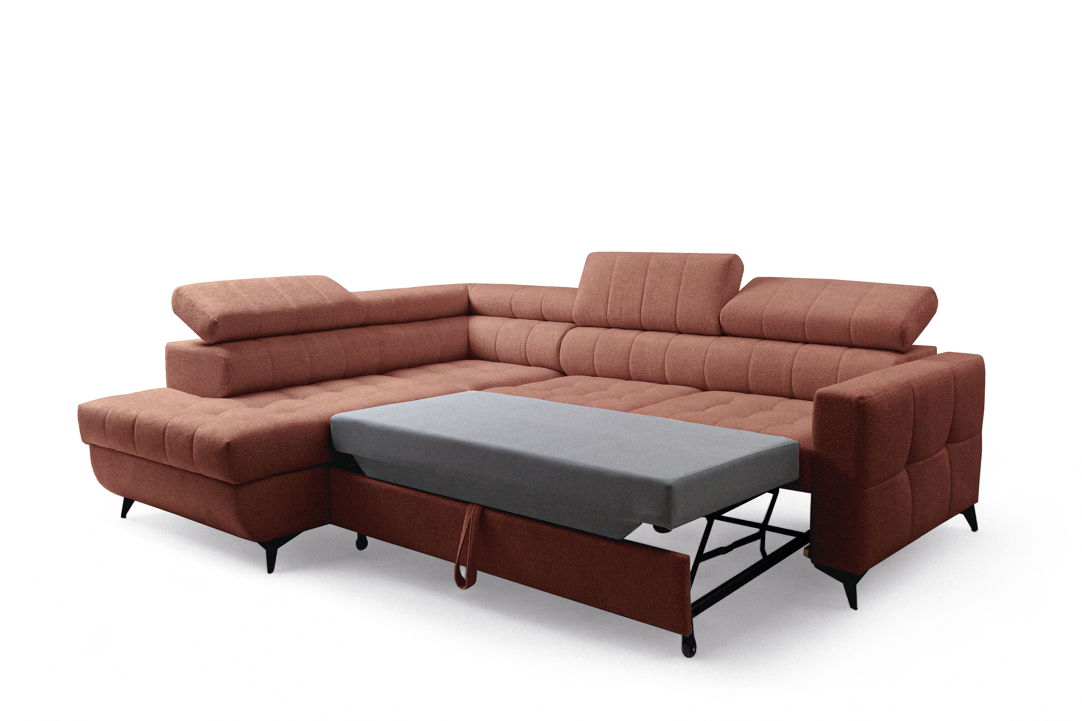 Rozkládací rohová sedací souprava Nardo L levá - hnědá Taro 57 Rohová sedací souprava Nardo L rozkládací levá - hnědá šenil latwoczyszczacy Taro 57