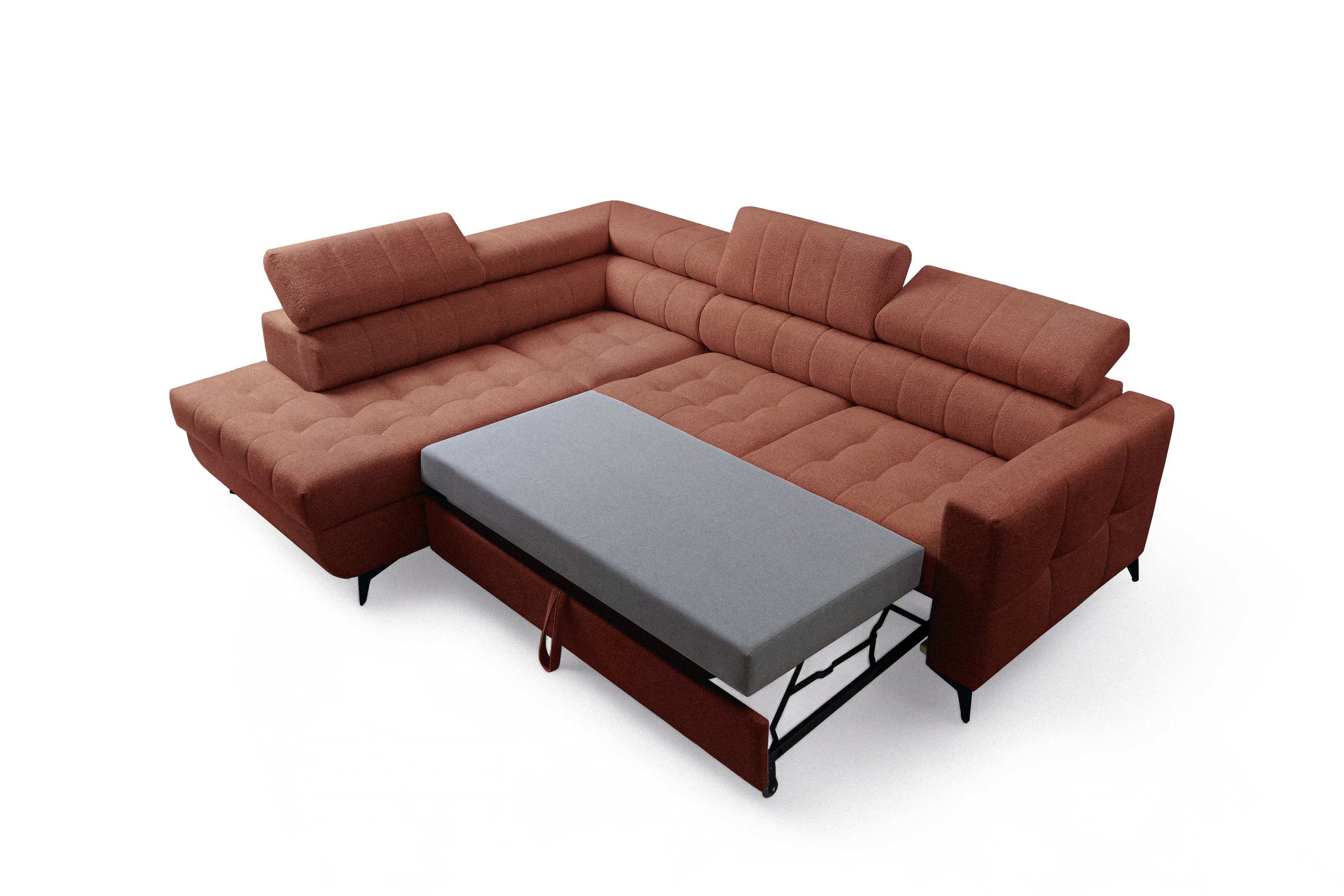 Rozkládací rohová sedací souprava Nardo L levá - hnědá Taro 57 Rohová sedací souprava Nardo L rozkládací levá - hnědá šenil latwoczyszczacy Taro 57