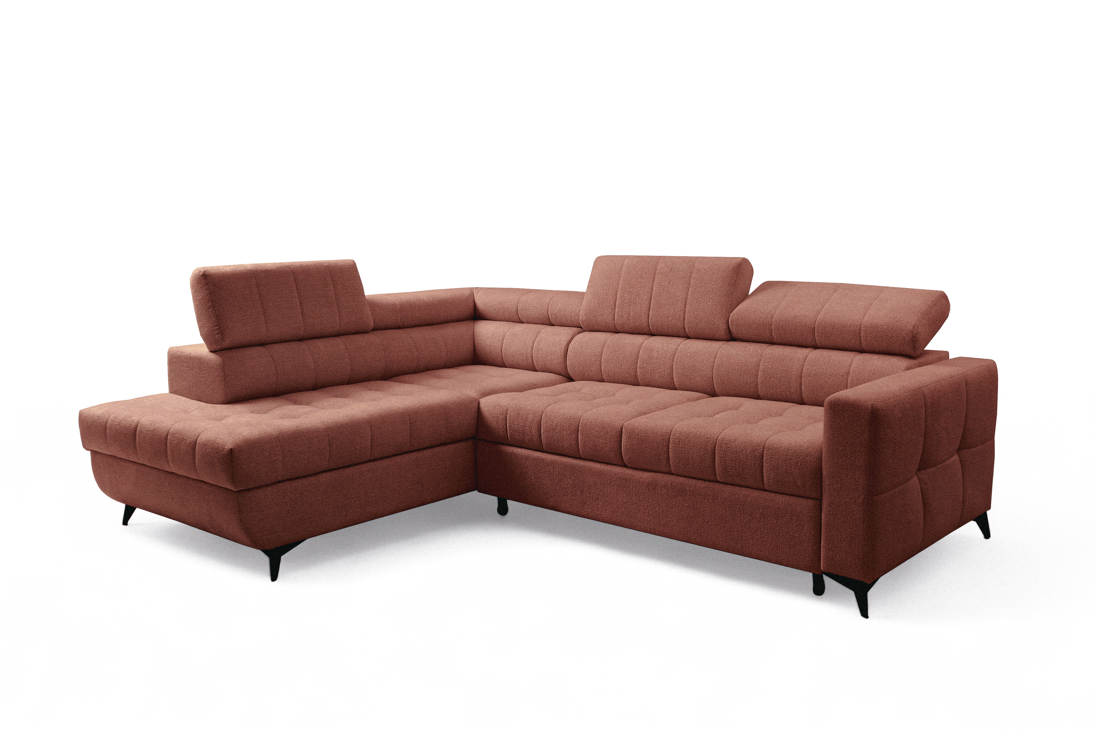 Rozkládací rohová sedací souprava Nardo L levá - hnědá Taro 57 Rohová sedací souprava Nardo L rozkládací levá - hnědá šenil latwoczyszczacy Taro 57