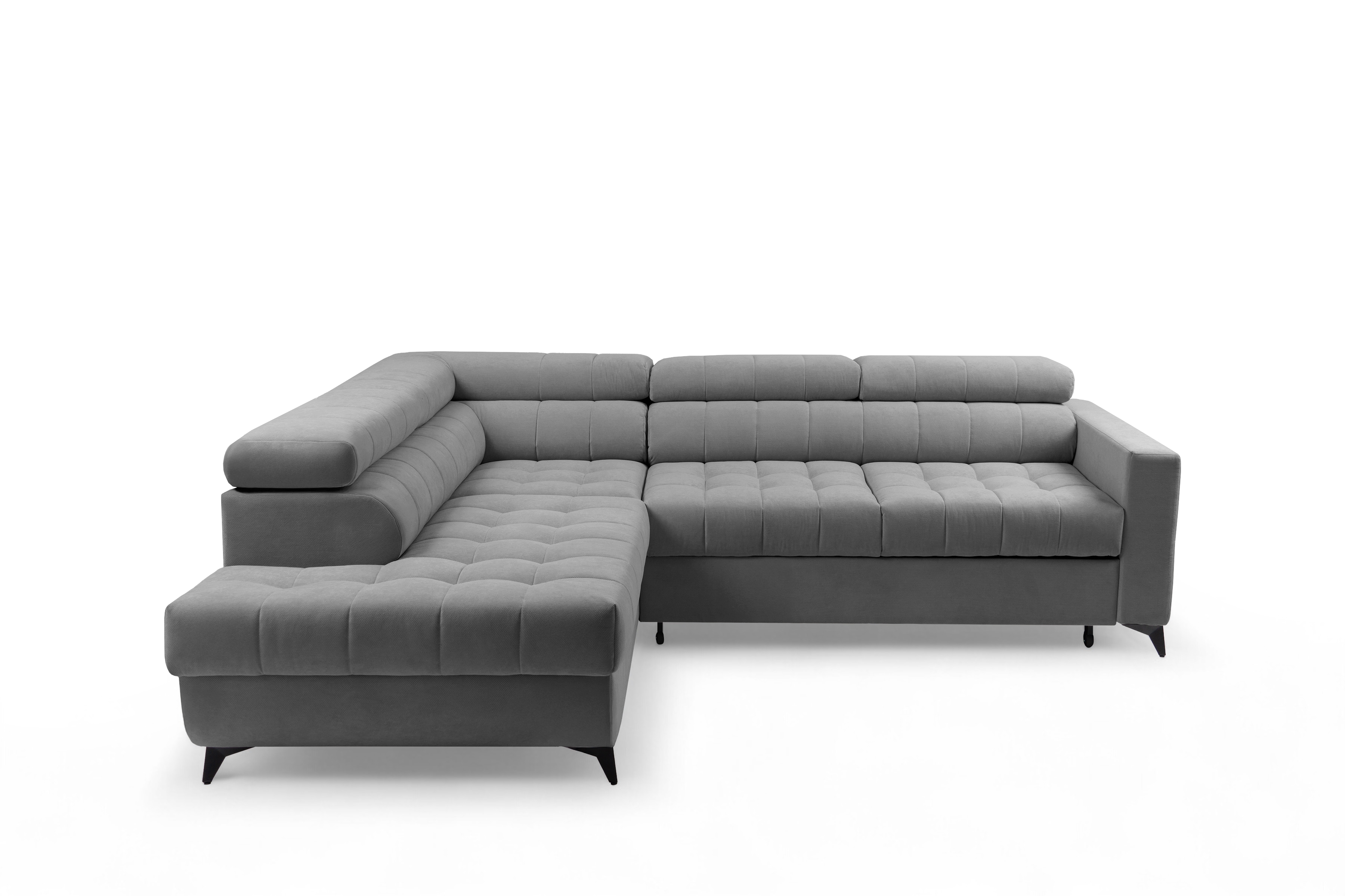 Rozkládací rohová sedací souprava Nardo L levá - šedá Pretty 17 Rohová sedací souprava Nardo L rozkládací levá - šedá plusz Pretty 17 