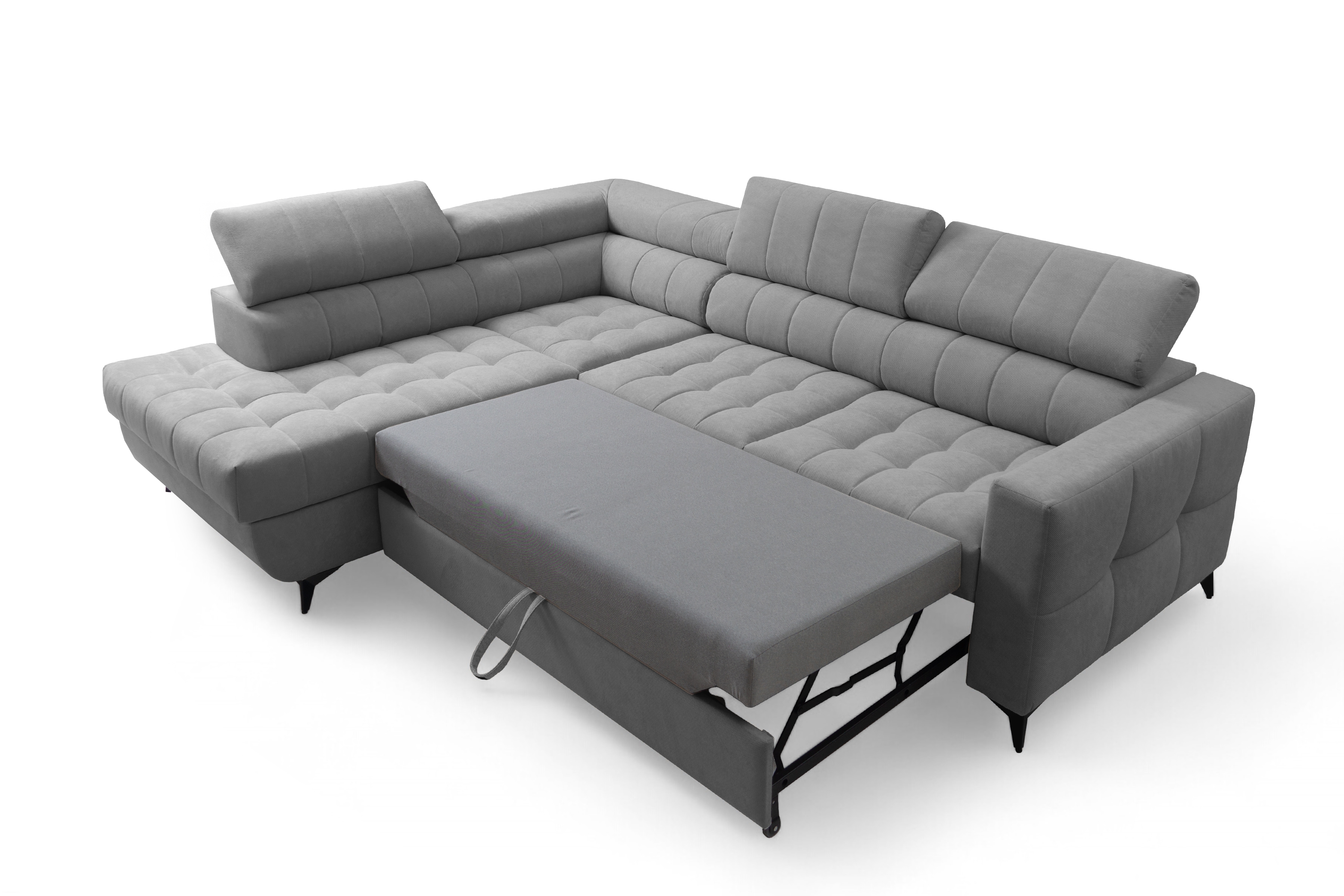 Rozkládací rohová sedací souprava Nardo L levá - šedá Pretty 17 Rohová sedací souprava Nardo L rozkládací levá - šedá plusz Pretty 17 