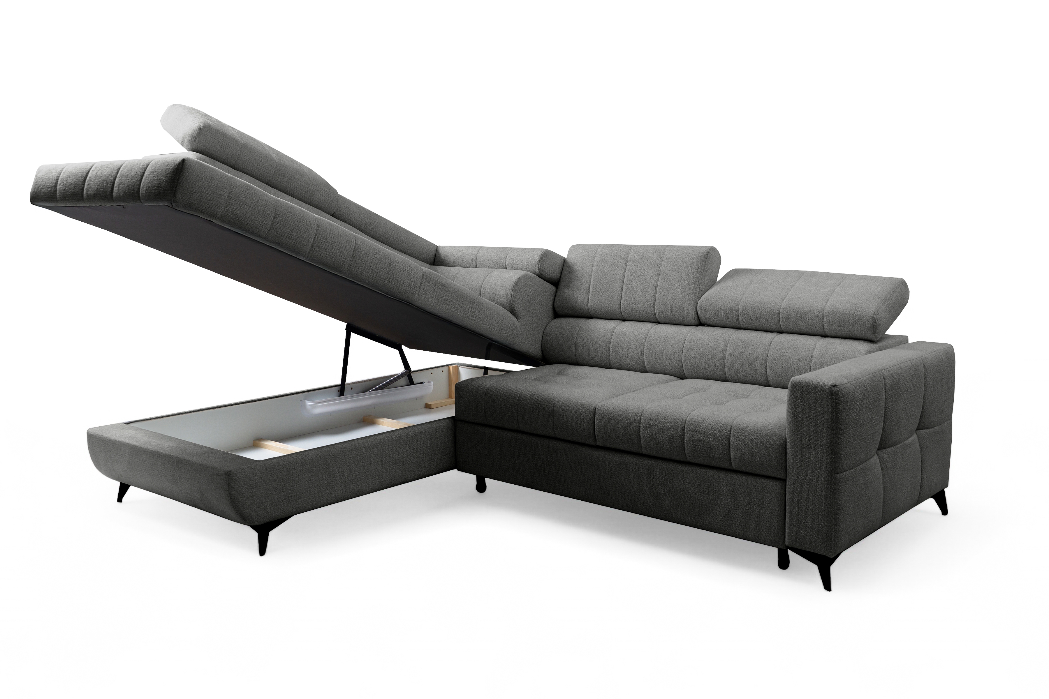 Rozkládací rohová sedací souprava Nardo L levá - šedá Taro 97 Rohová sedací souprava Nardo L rozkládací levá - šedá šenil latwoczyszczacy Taro 97