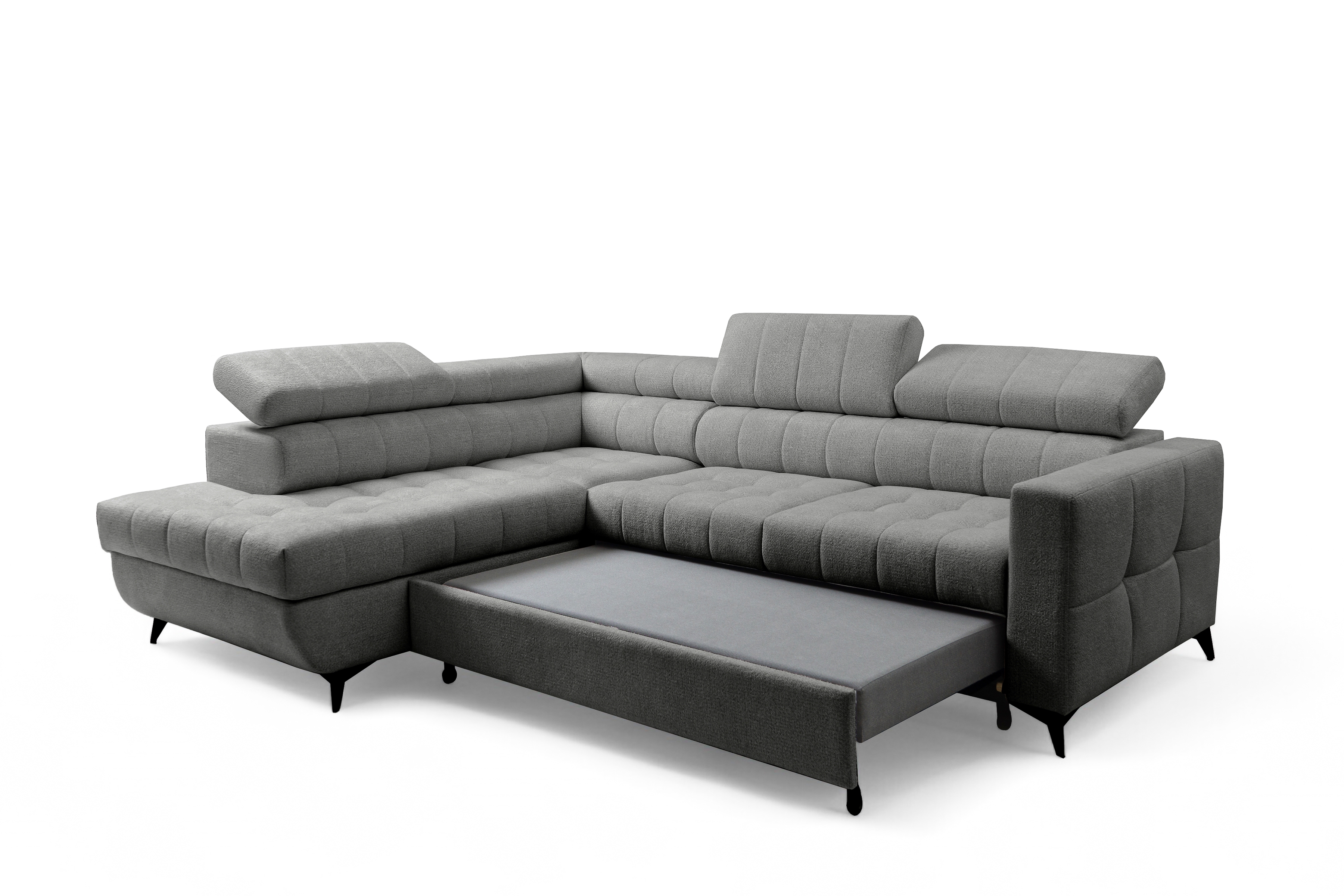 Rozkládací rohová sedací souprava Nardo L levá - šedá Taro 97 Rohová sedací souprava Nardo L rozkládací levá - šedá šenil latwoczyszczacy Taro 97