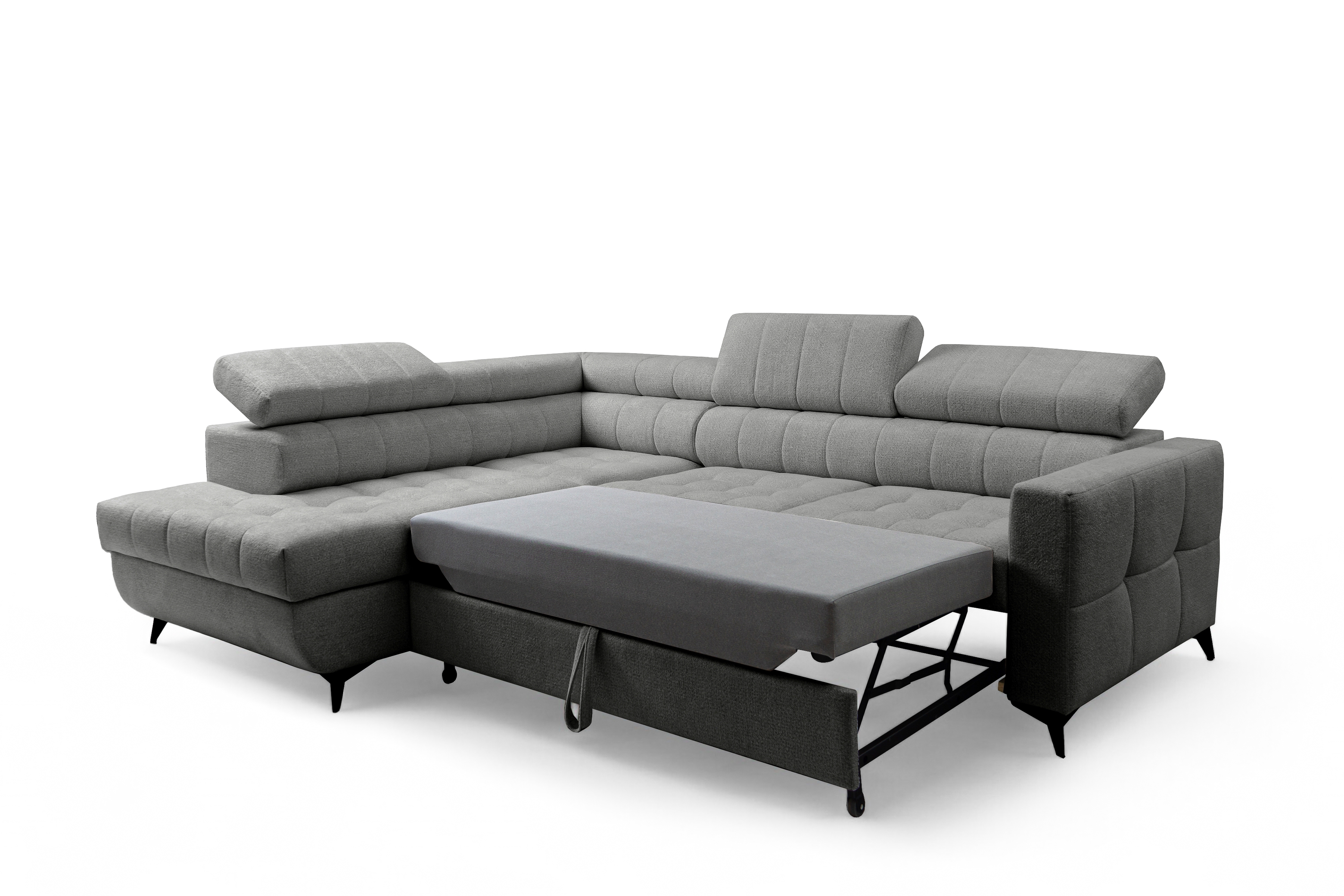 Rozkládací rohová sedací souprava Nardo L levá - šedá Taro 97 Rohová sedací souprava Nardo L rozkládací levá - šedá šenil latwoczyszczacy Taro 97