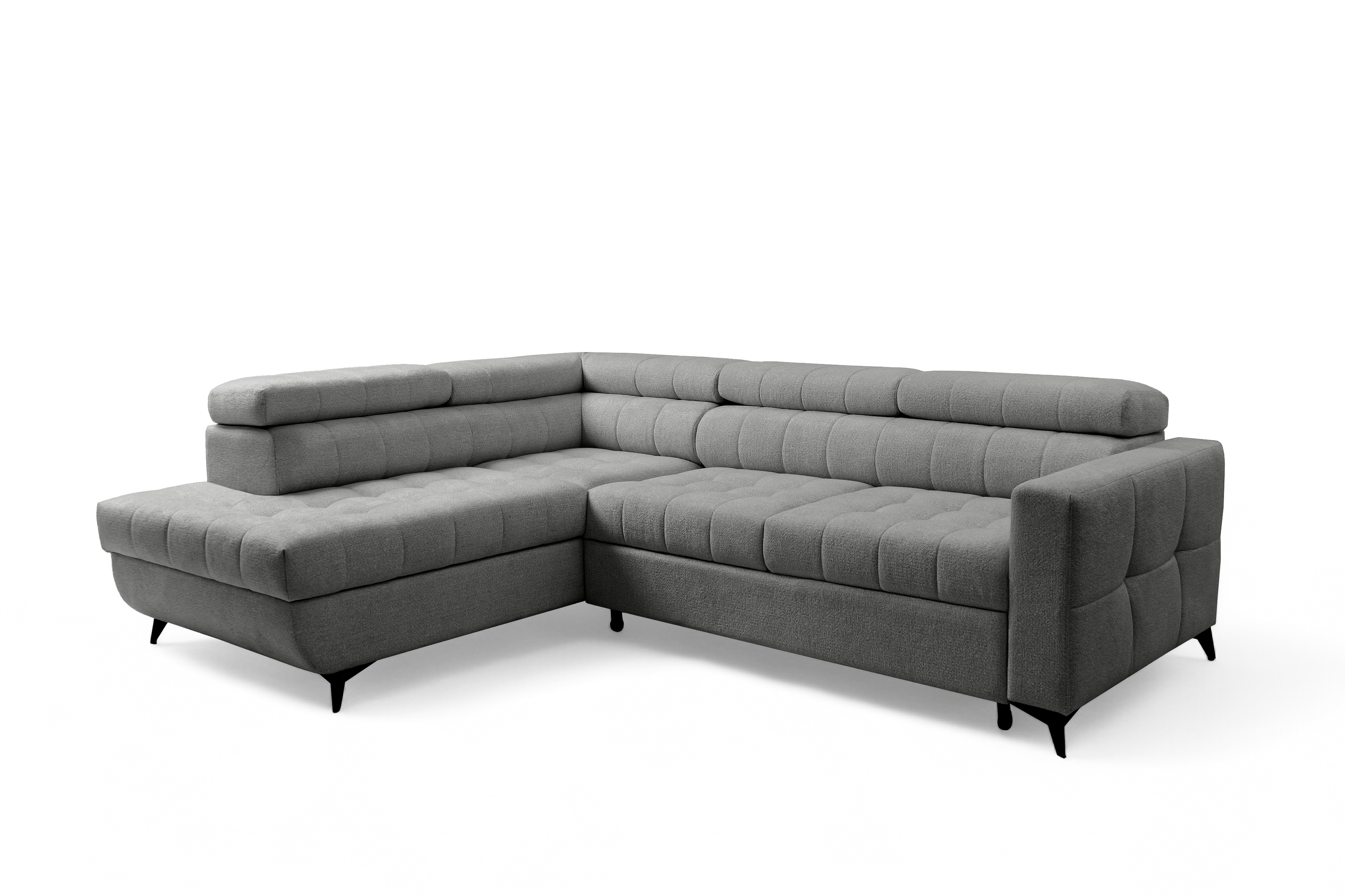 Rozkládací rohová sedací souprava Nardo L levá - šedá Taro 97 Rohová sedací souprava Nardo L rozkládací levá - šedá šenil latwoczyszczacy Taro 97