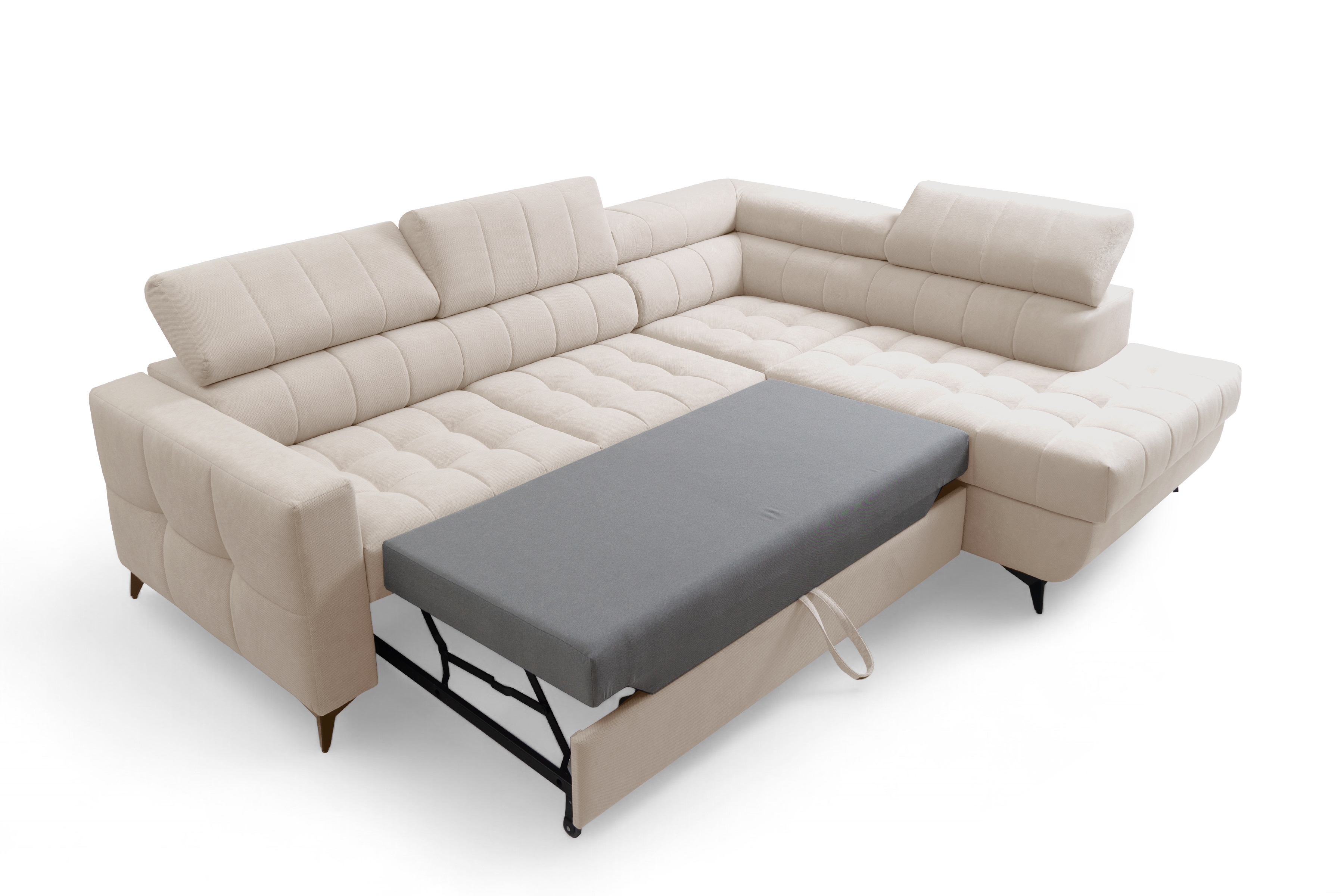 Rozkládací rohová sedací souprava Nardo L pravá - béžová Pretty 03 Rohová sedací souprava Nardo L rozkládací pravá - béžová plusz Pretty 03 