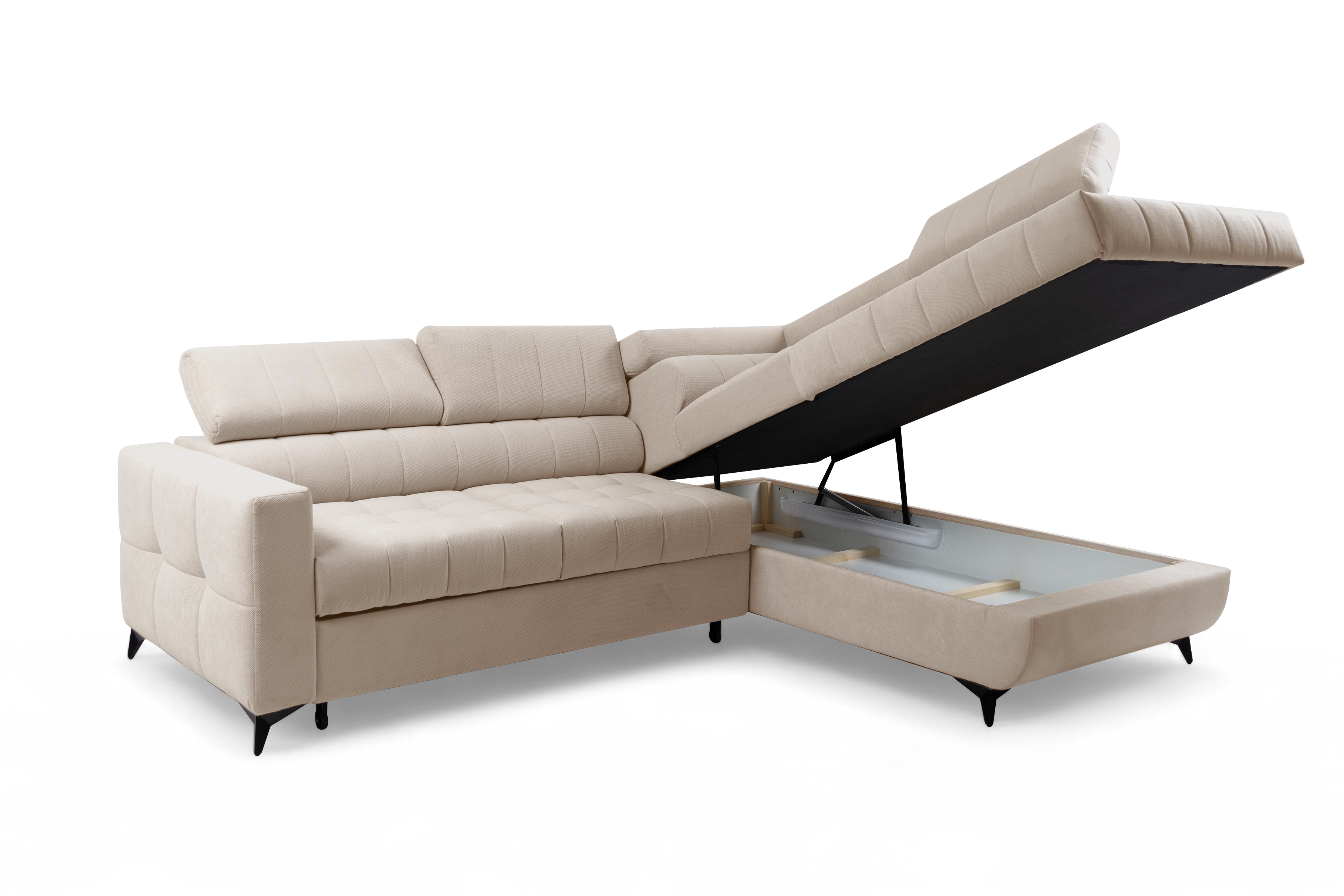 Rozkládací rohová sedací souprava Nardo L pravá - béžová Pretty 03 Rohová sedací souprava Nardo L rozkládací pravá - béžová plusz Pretty 03 