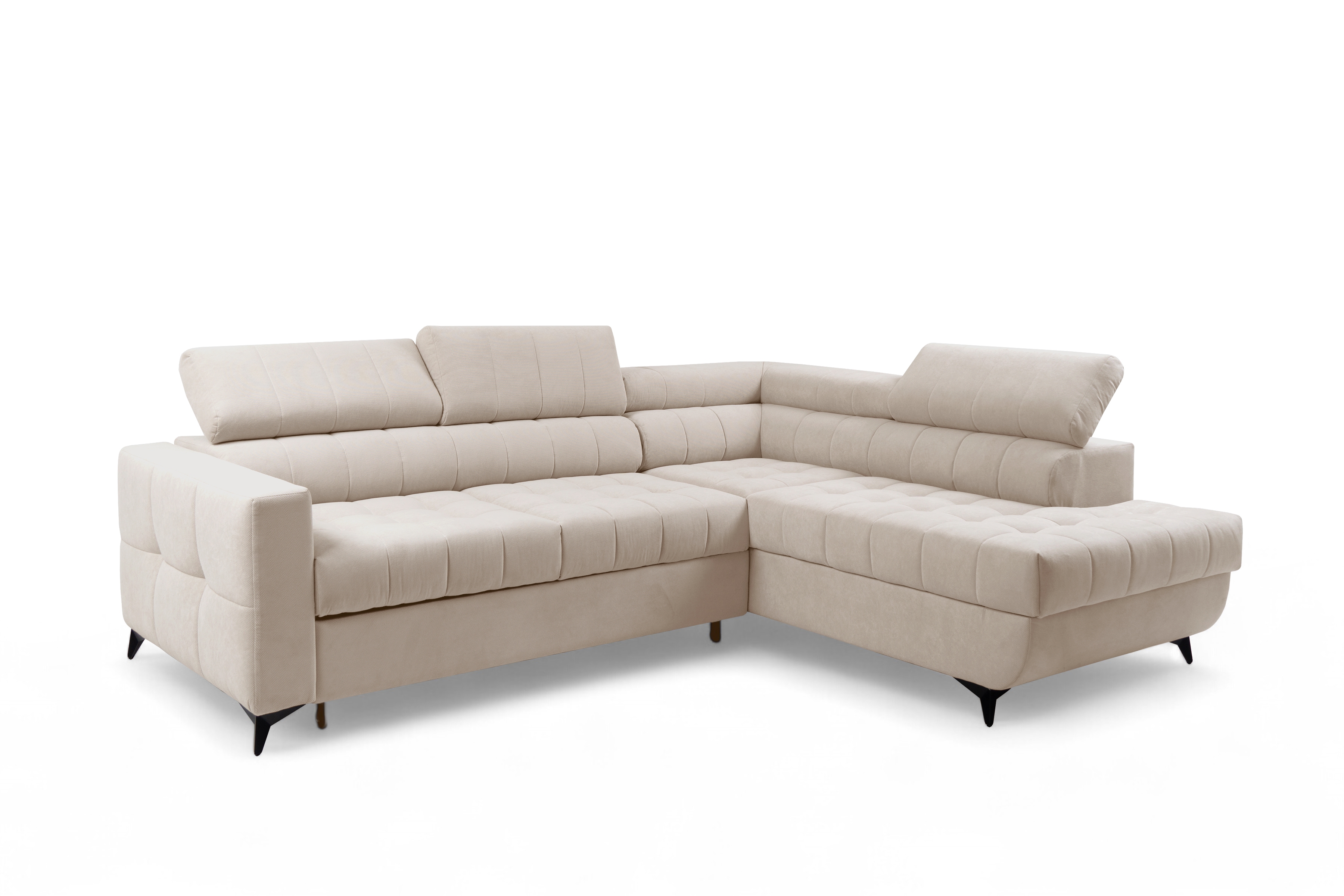 Rozkládací rohová sedací souprava Nardo L pravá - béžová Pretty 03 Rohová sedací souprava Nardo L rozkládací pravá - béžová plusz Pretty 03 