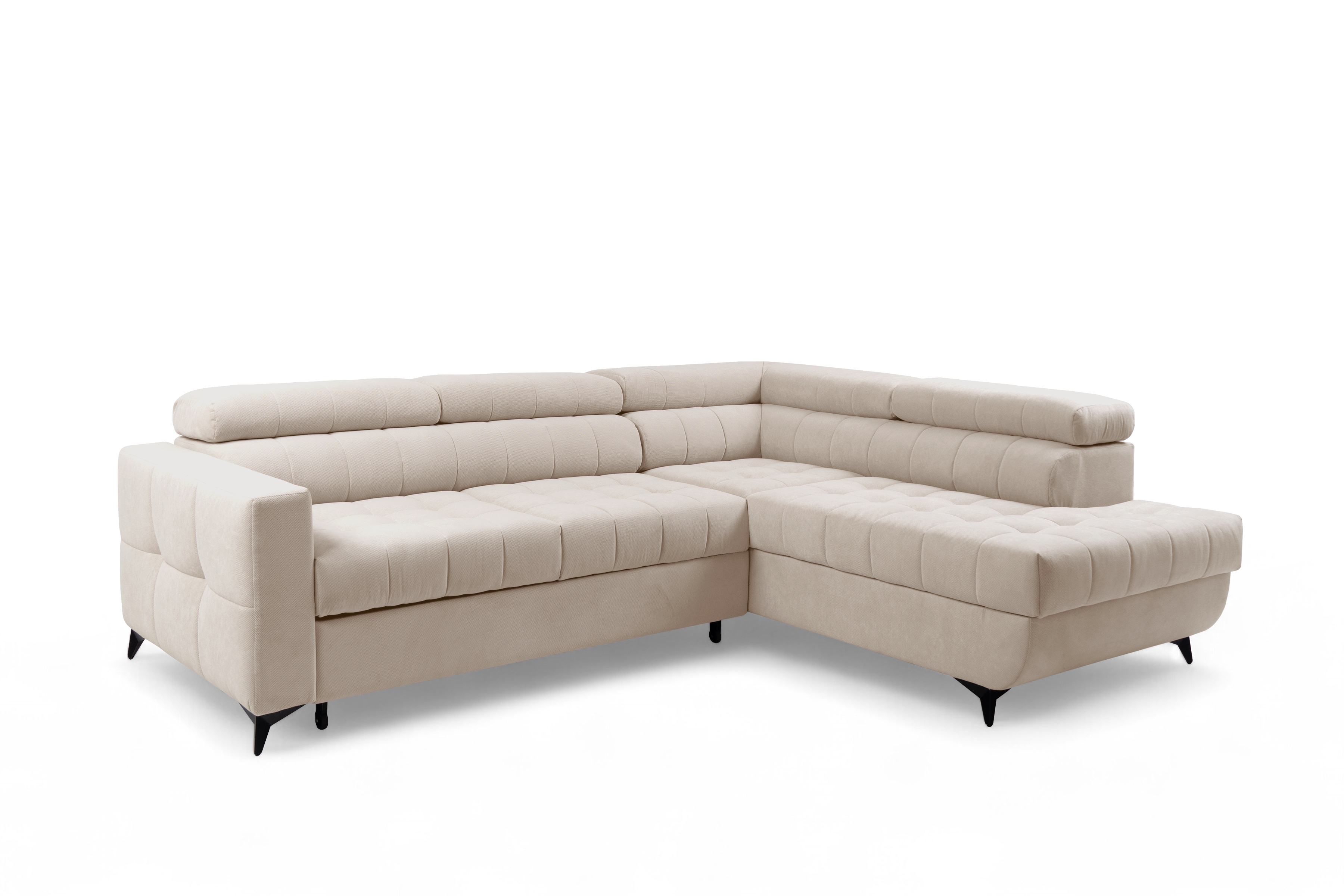 Rozkládací rohová sedací souprava Nardo L pravá - béžová Pretty 03 Rohová sedací souprava Nardo L rozkládací pravá - béžová plusz Pretty 03 