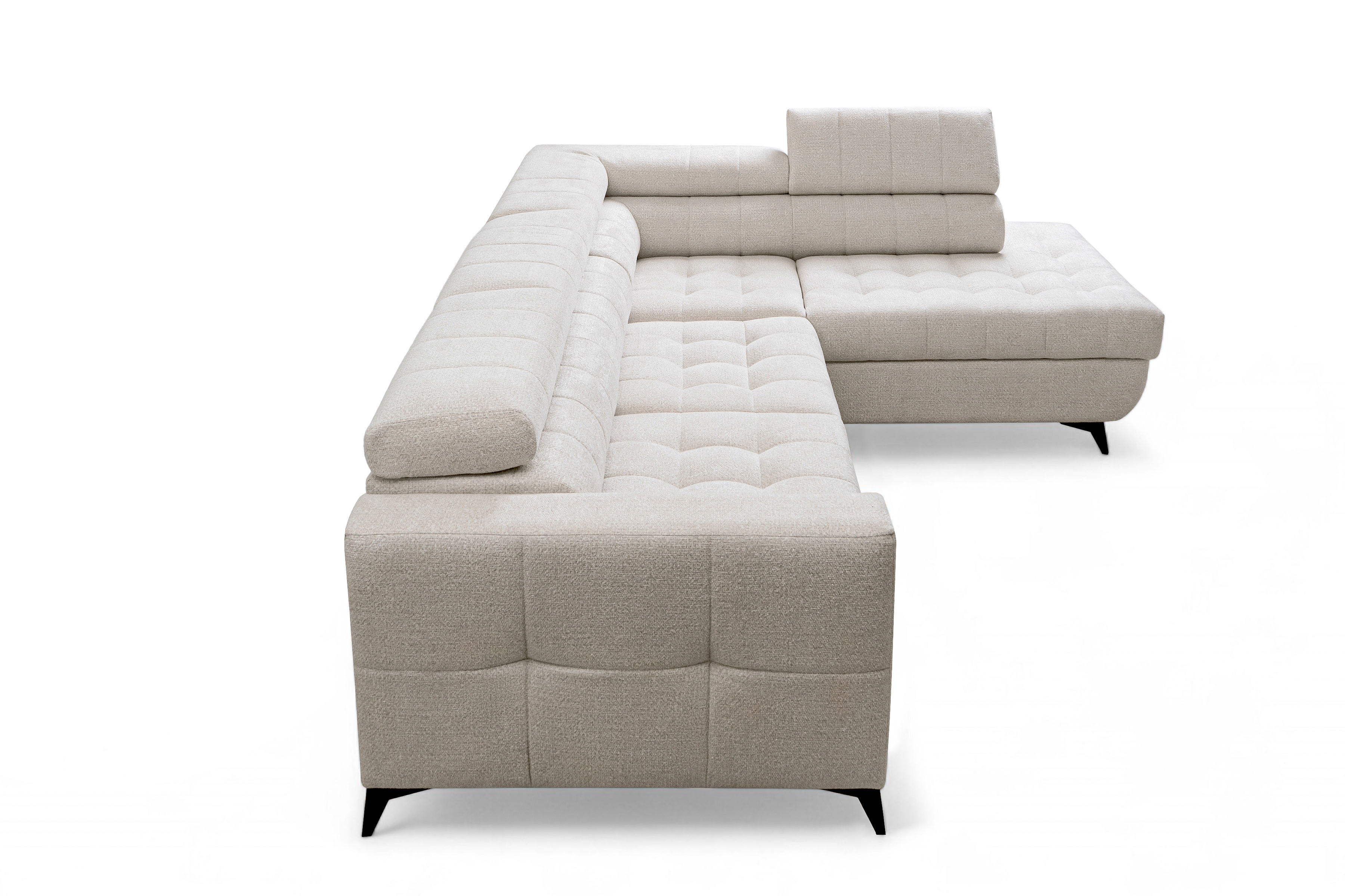 Rozkládací rohová sedací souprava Nardo L pravá - béžová Taro 04 Rohová sedací souprava Nardo L rozkládací pravá - béžová šenil latwoczyszczacy Taro 04 