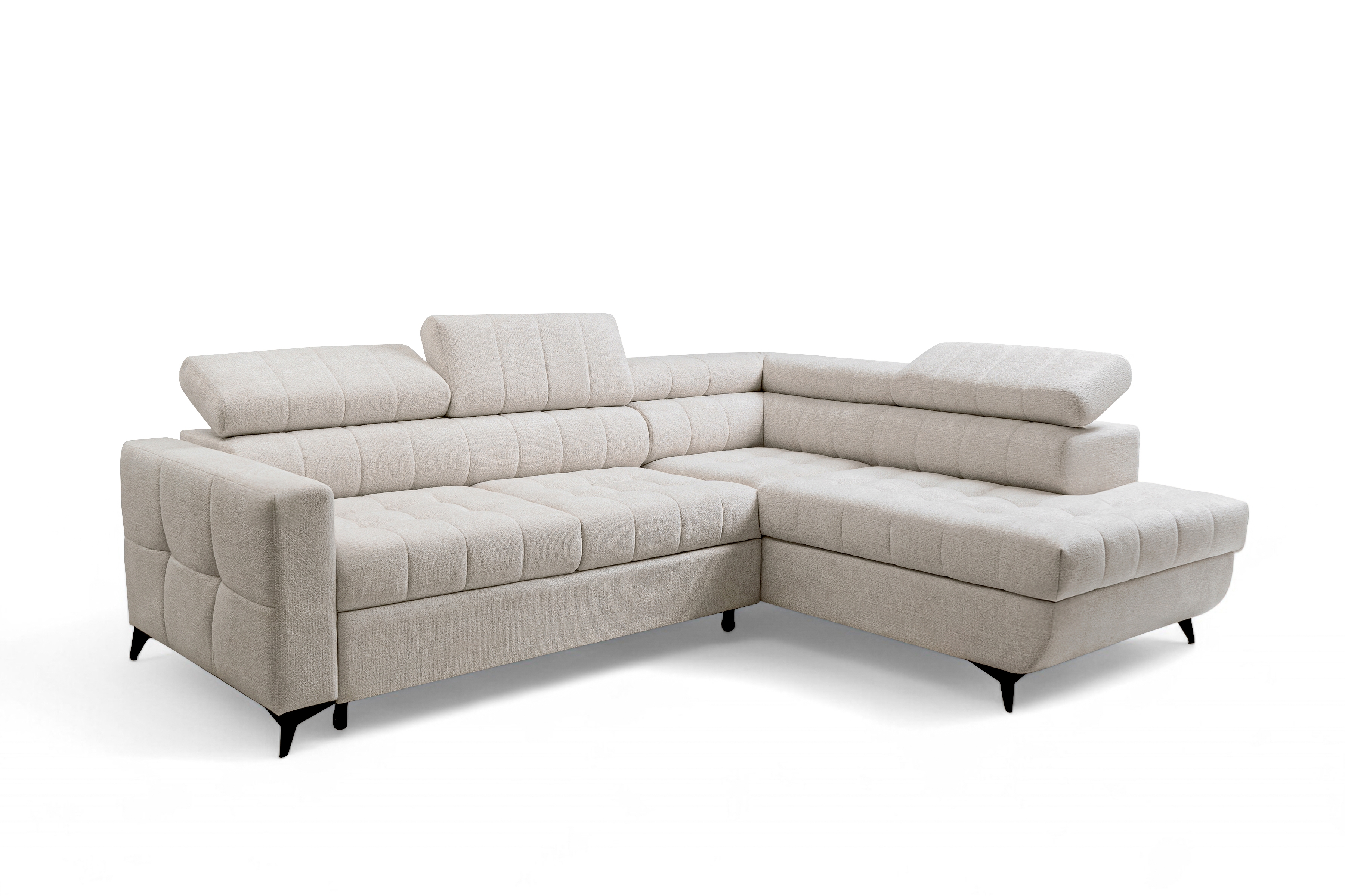 Rozkládací rohová sedací souprava Nardo L pravá - béžová Taro 04 Rohová sedací souprava Nardo L rozkládací pravá - béžová šenil latwoczyszczacy Taro 04 