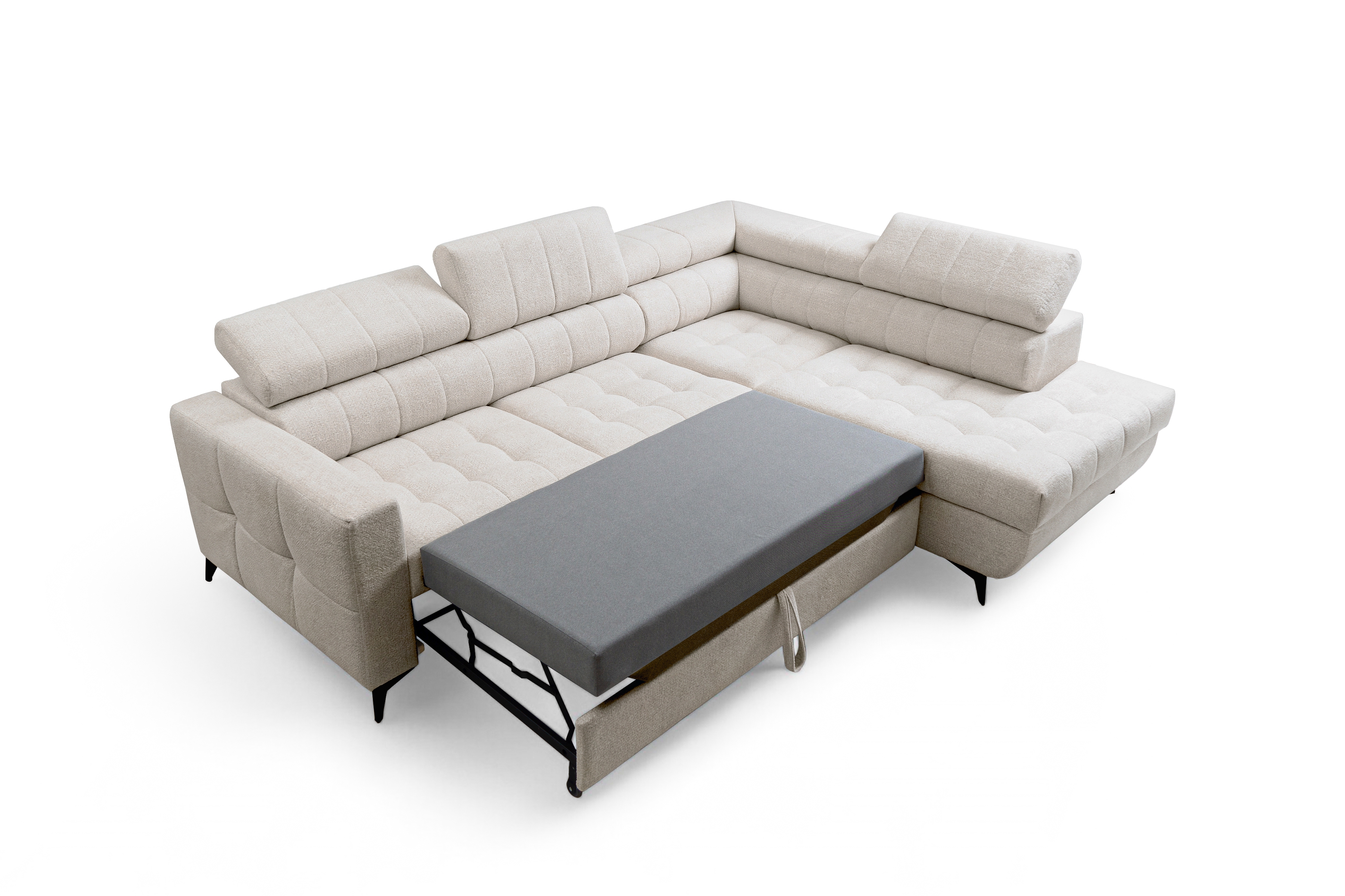 Rozkládací rohová sedací souprava Nardo L pravá - béžová Taro 04 Rohová sedací souprava Nardo L rozkládací pravá - béžová šenil latwoczyszczacy Taro 04 