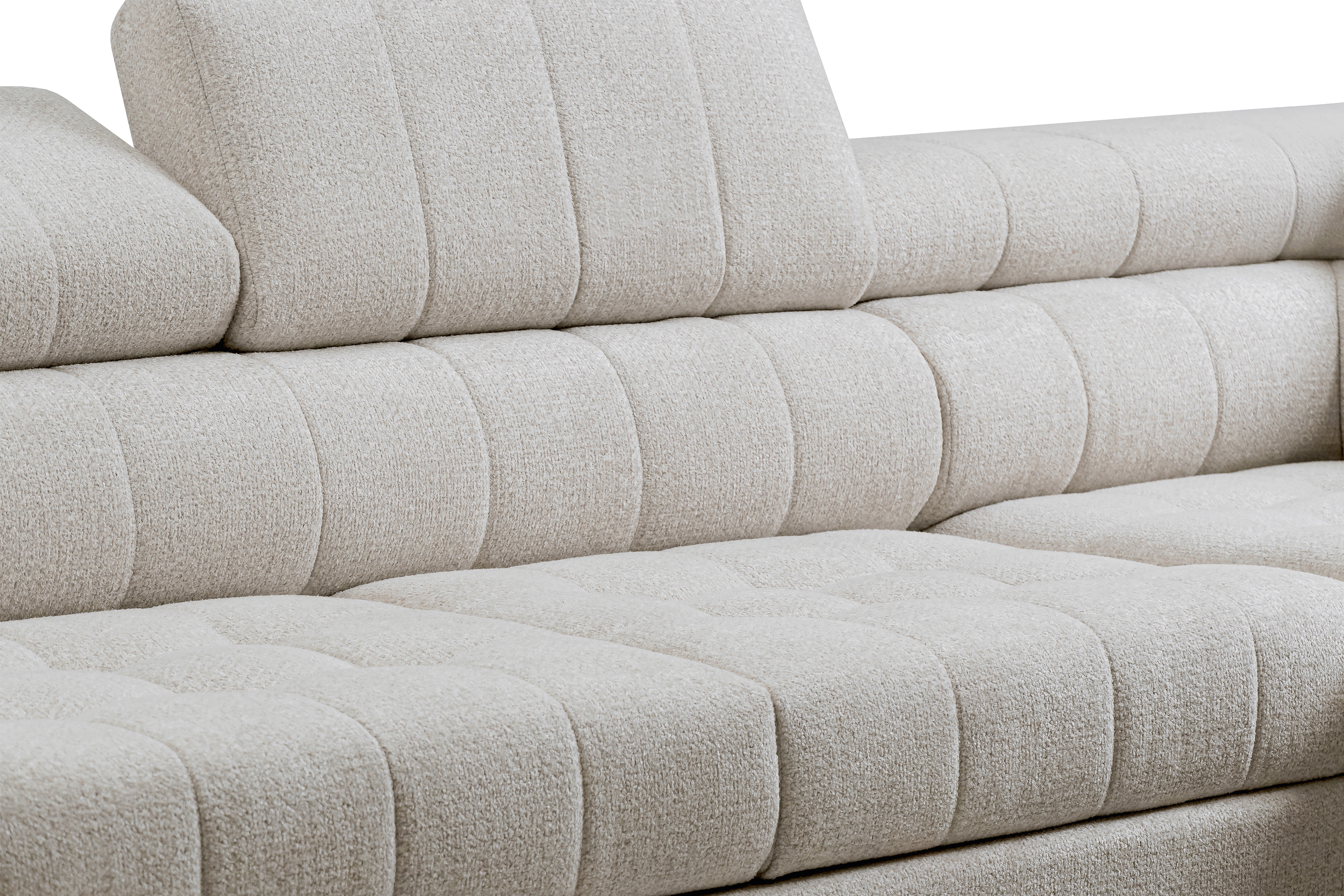 Rozkládací rohová sedací souprava Nardo L pravá - béžová Taro 04 Rohová sedací souprava Nardo L rozkládací pravá - béžová šenil latwoczyszczacy Taro 04 