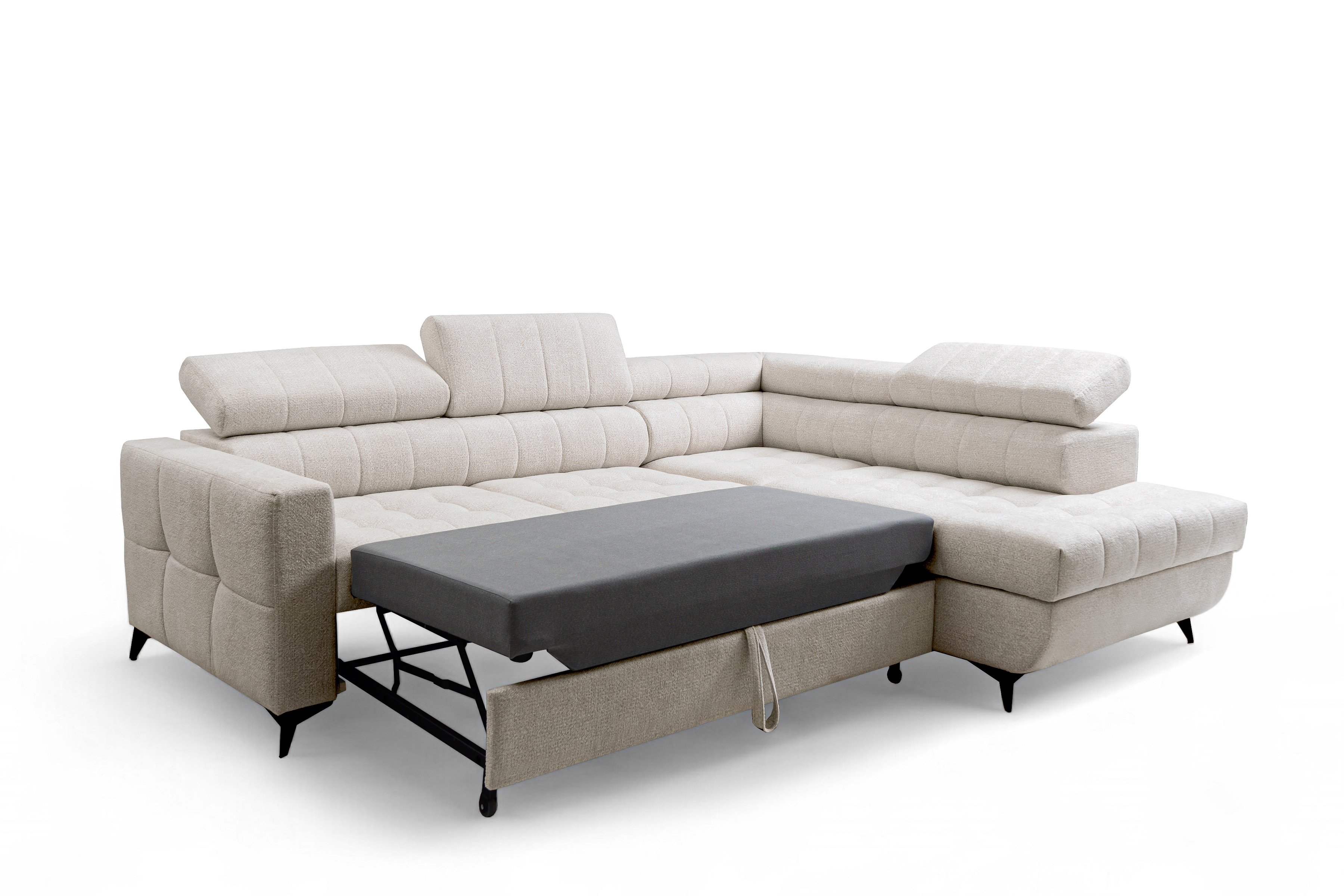 Rozkládací rohová sedací souprava Nardo L pravá - béžová Taro 04 Rohová sedací souprava Nardo L rozkládací pravá - béžová šenil latwoczyszczacy Taro 04 