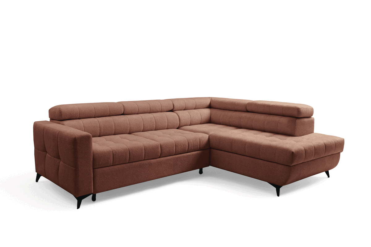 Rozkládací rohová sedací souprava Nardo L pravá - hnědá Taro 57 Rohová sedací souprava Nardo L rozkládací pravá - hnědá šenil latwoczyszczacy Taro 57