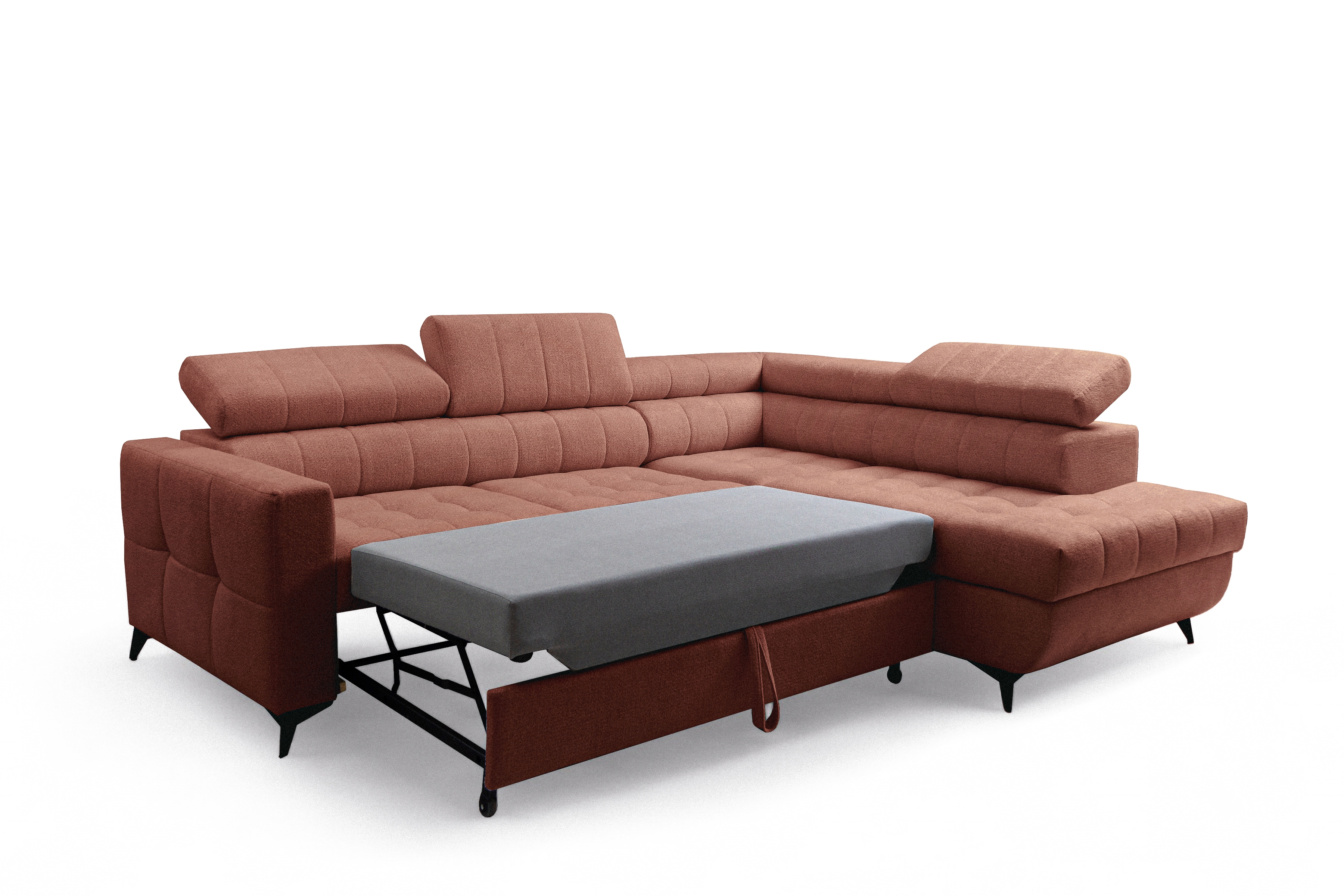 Rozkládací rohová sedací souprava Nardo L pravá - hnědá Taro 57 Rohová sedací souprava Nardo L rozkládací pravá - hnědá šenil latwoczyszczacy Taro 57