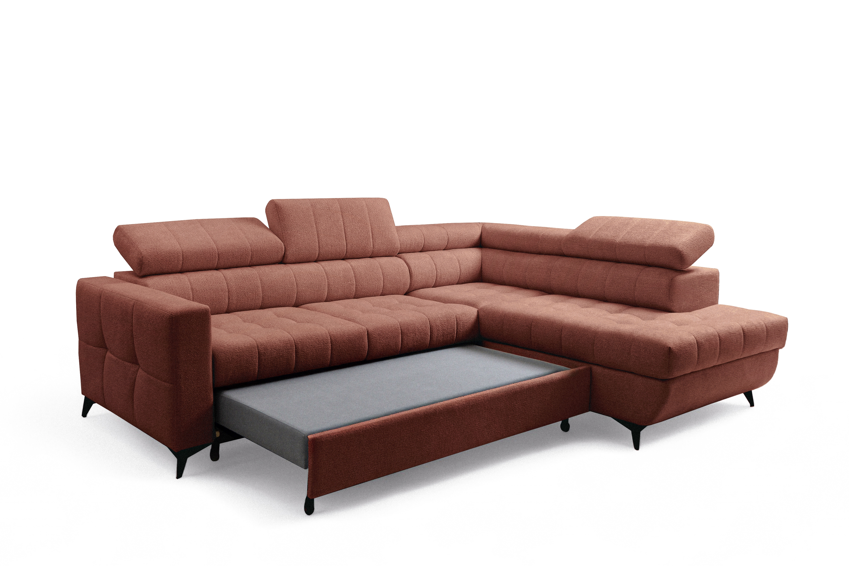 Rozkládací rohová sedací souprava Nardo L pravá - hnědá Taro 57 Rohová sedací souprava Nardo L rozkládací pravá - hnědá šenil latwoczyszczacy Taro 57