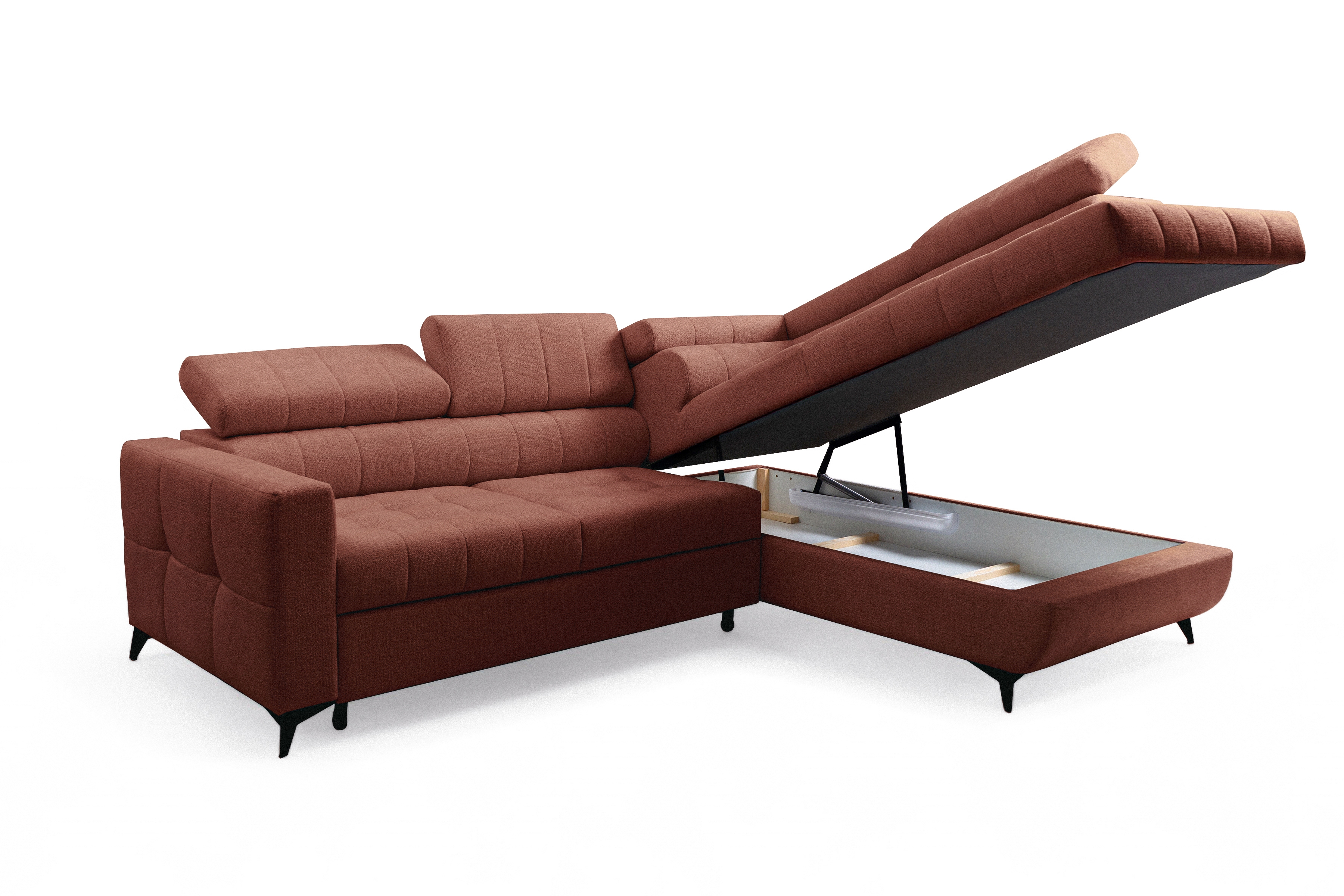 Rozkládací rohová sedací souprava Nardo L pravá - hnědá Taro 57 Rohová sedací souprava Nardo L rozkládací pravá - hnědá šenil latwoczyszczacy Taro 57