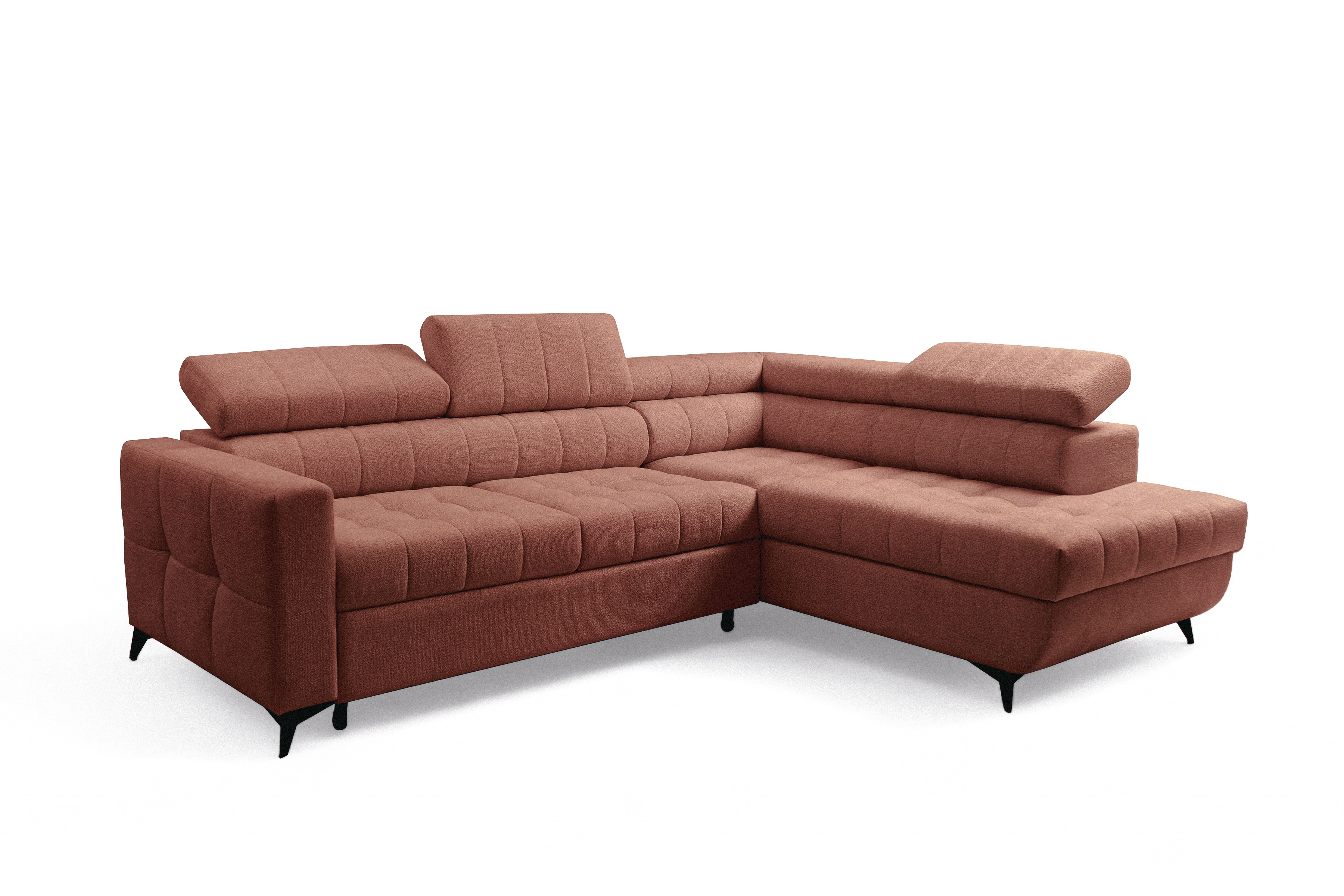 Rozkládací rohová sedací souprava Nardo L pravá - hnědá Taro 57 Rohová sedací souprava Nardo L rozkládací pravá - hnědá šenil latwoczyszczacy Taro 57