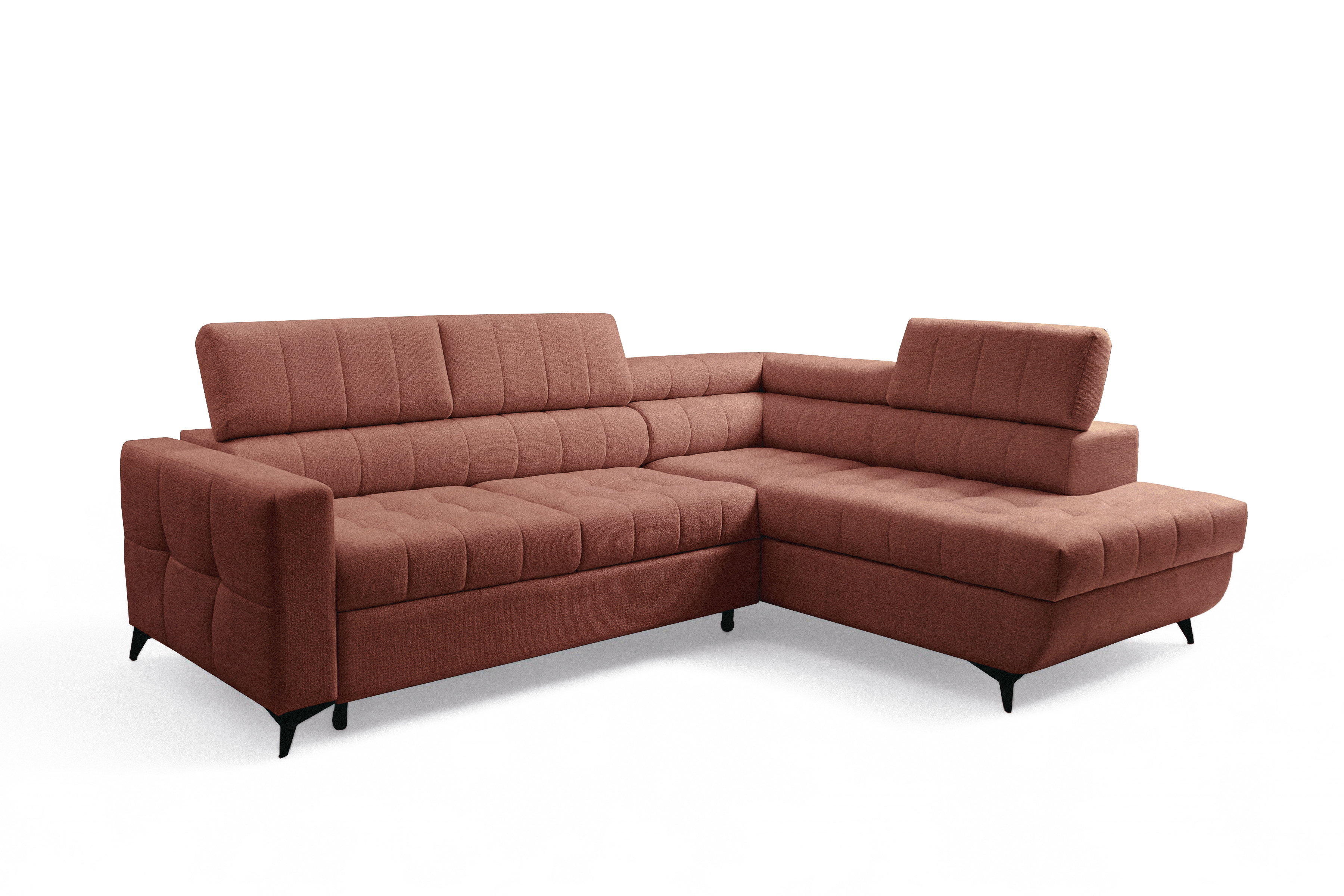 Rozkládací rohová sedací souprava Nardo L pravá - hnědá Taro 57 Rohová sedací souprava Nardo L rozkládací pravá - hnědá šenil latwoczyszczacy Taro 57