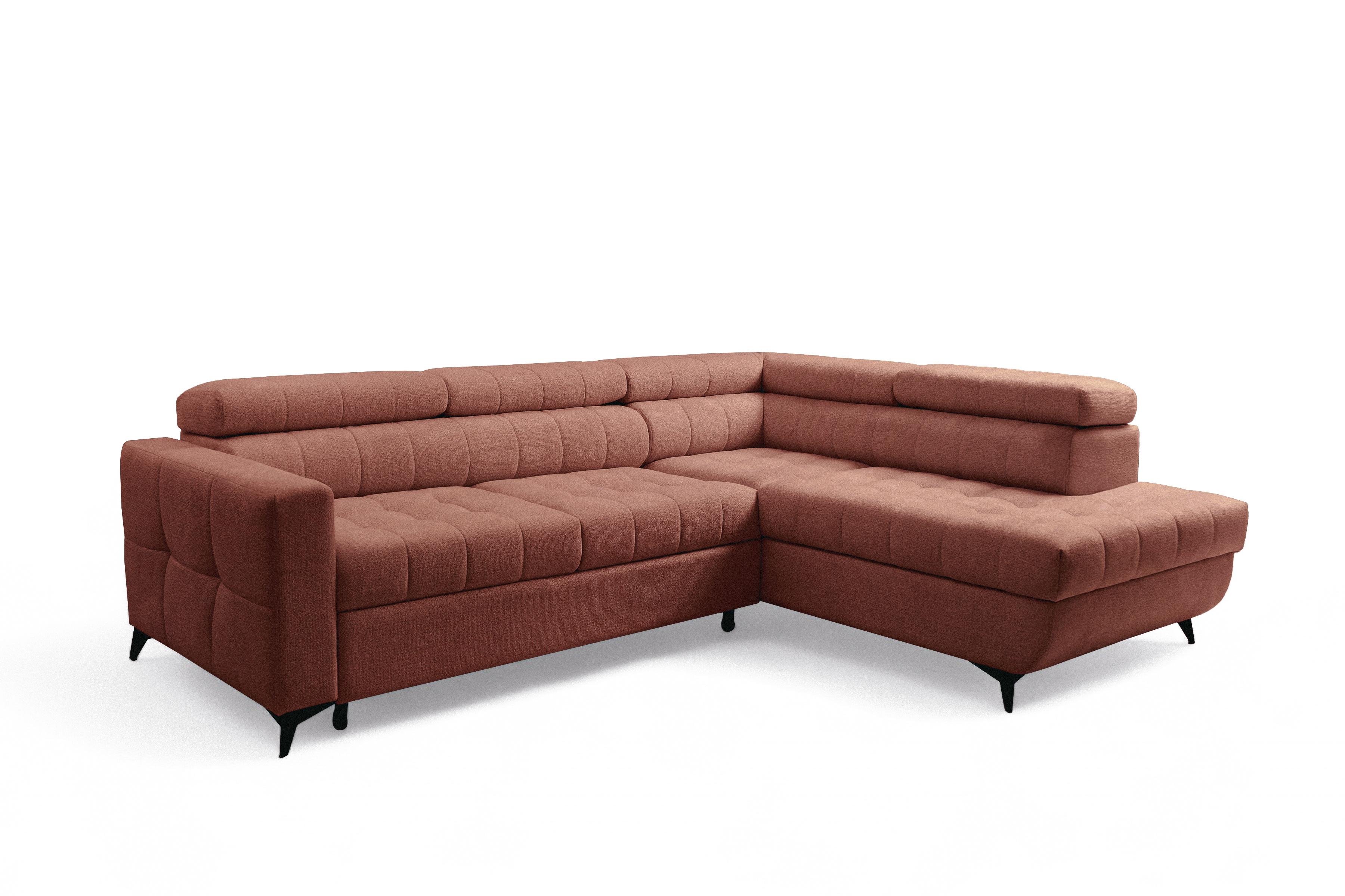 Rozkládací rohová sedací souprava Nardo L pravá - hnědá Taro 57 Rohová sedací souprava Nardo L rozkládací pravá - hnědá šenil latwoczyszczacy Taro 57