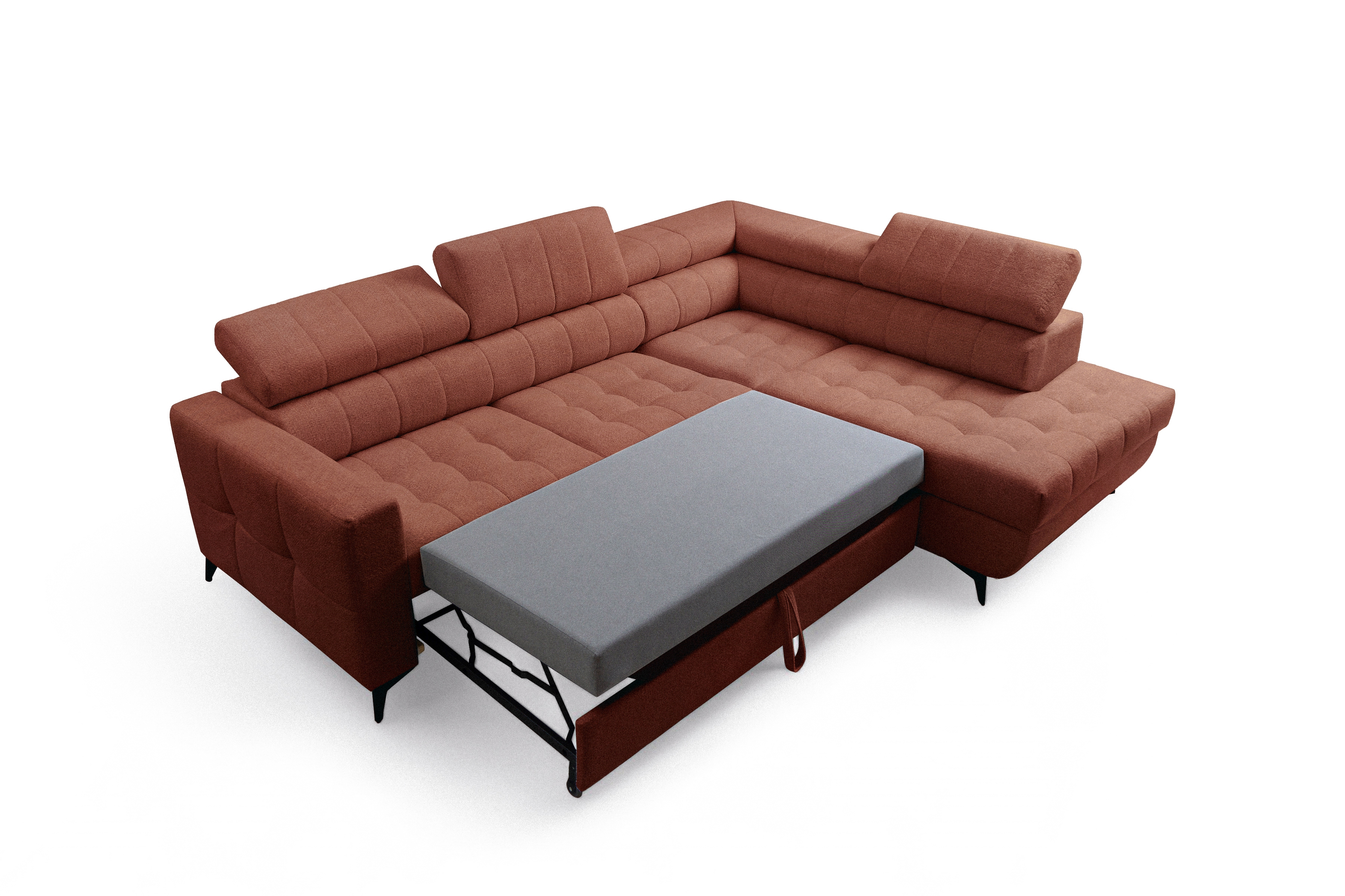 Rozkládací rohová sedací souprava Nardo L pravá - hnědá Taro 57 Rohová sedací souprava Nardo L rozkládací pravá - hnědá šenil latwoczyszczacy Taro 57