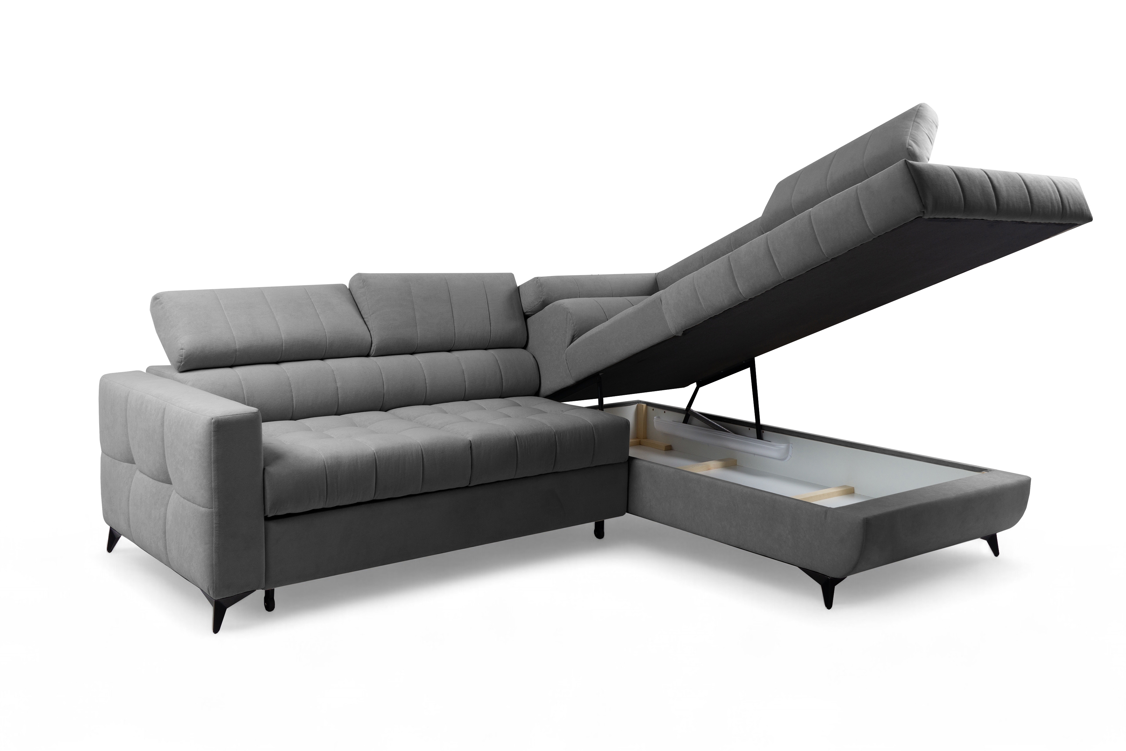 Rozkládací rohová sedací souprava Nardo L pravá - šedá Pretty 17 Rohová sedací souprava Nardo L rozkládací pravá - šedá plusz Pretty 17