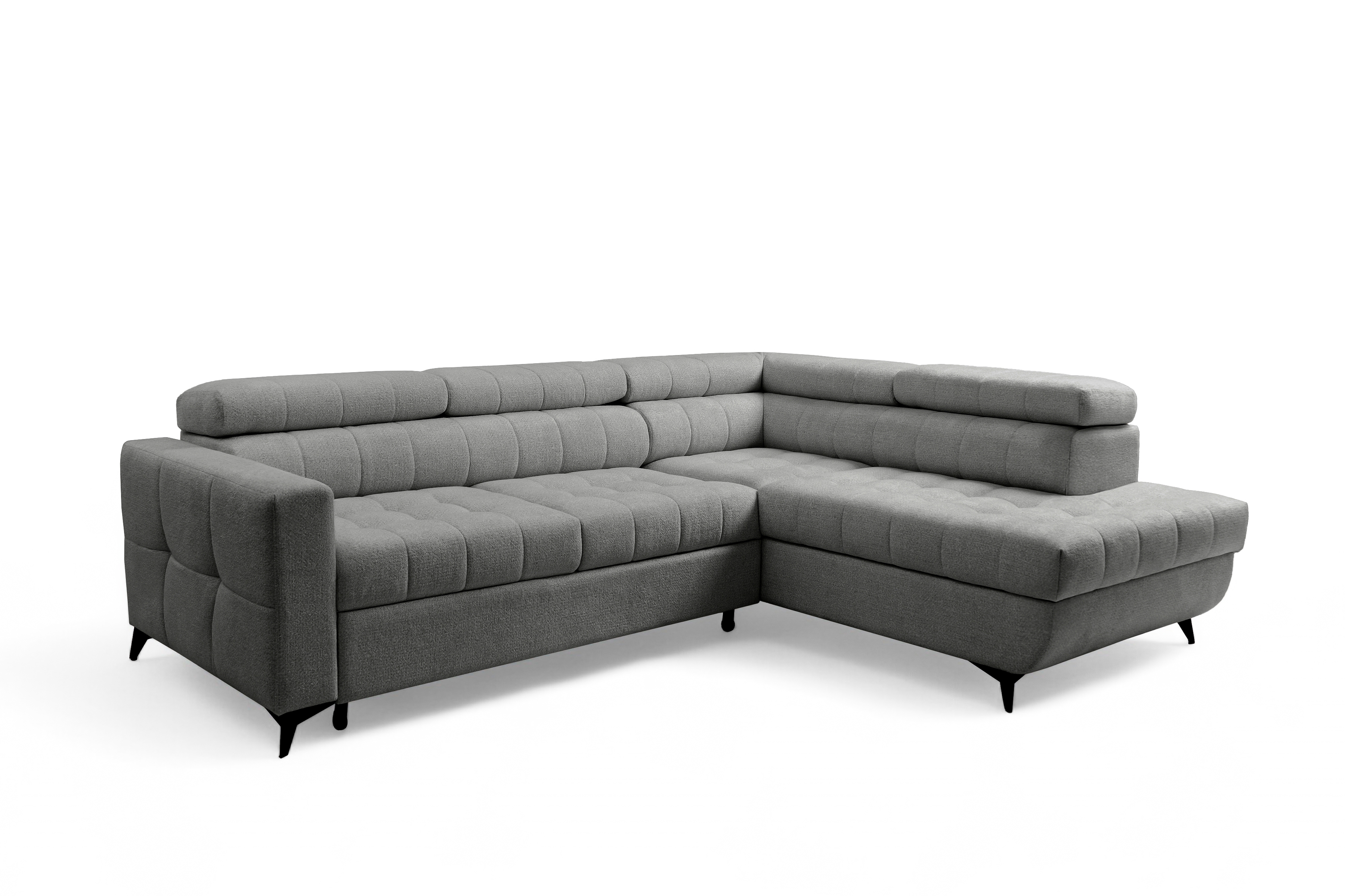 Rozkládací rohová sedací souprava Nardo L pravá - šedá Taro 97 Rohová sedací souprava Nardo L rozkládací pravá - šedá šenil latwoczyszczacy Taro 97 