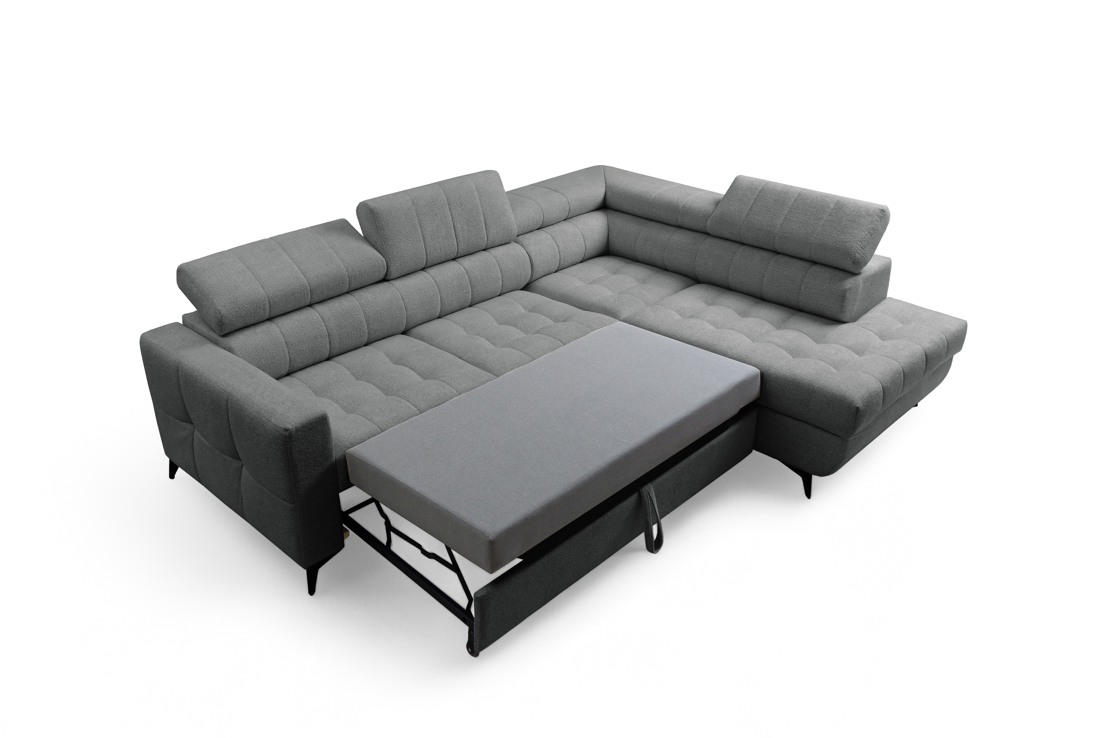 Rozkládací rohová sedací souprava Nardo L pravá - šedá Taro 97 Rohová sedací souprava Nardo L rozkládací pravá - šedá šenil latwoczyszczacy Taro 97 