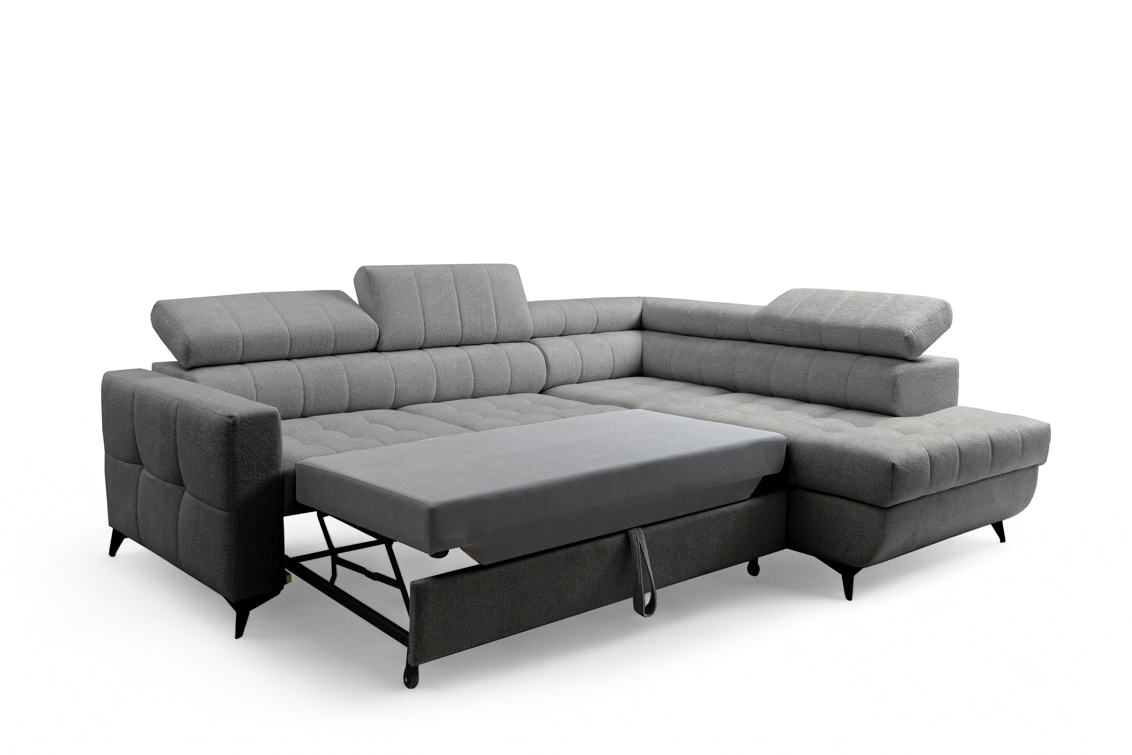 Rozkládací rohová sedací souprava Nardo L pravá - šedá Taro 97 Rohová sedací souprava Nardo L rozkládací pravá - šedá šenil latwoczyszczacy Taro 97 