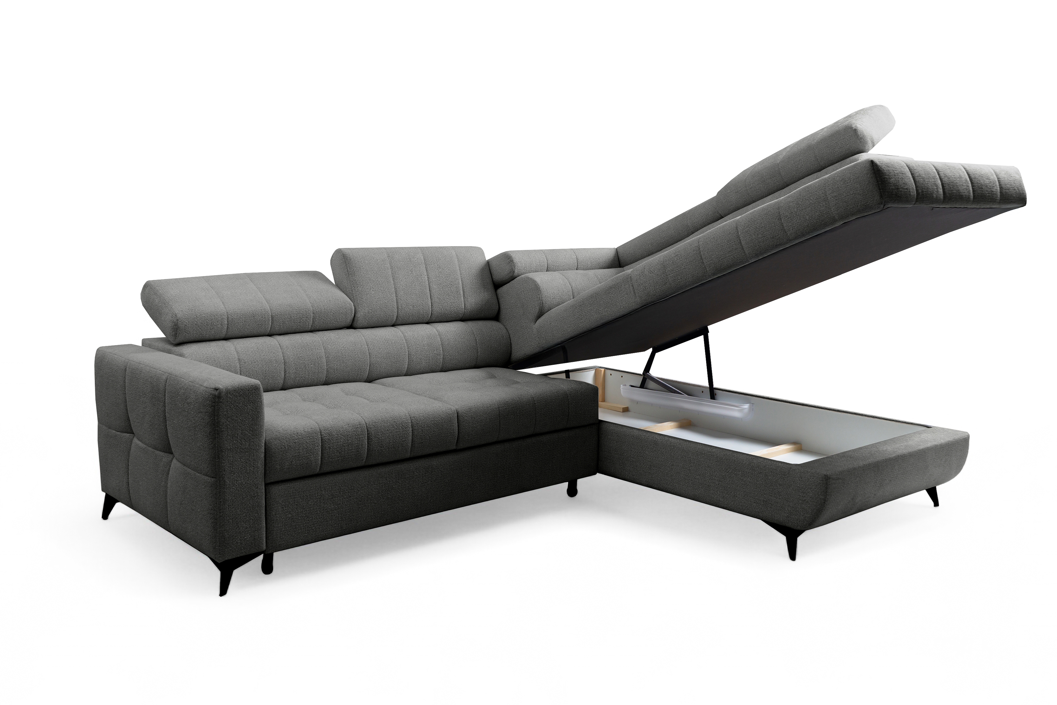 Rozkládací rohová sedací souprava Nardo L pravá - šedá Taro 97 Rohová sedací souprava Nardo L rozkládací pravá - šedá šenil latwoczyszczacy Taro 97 