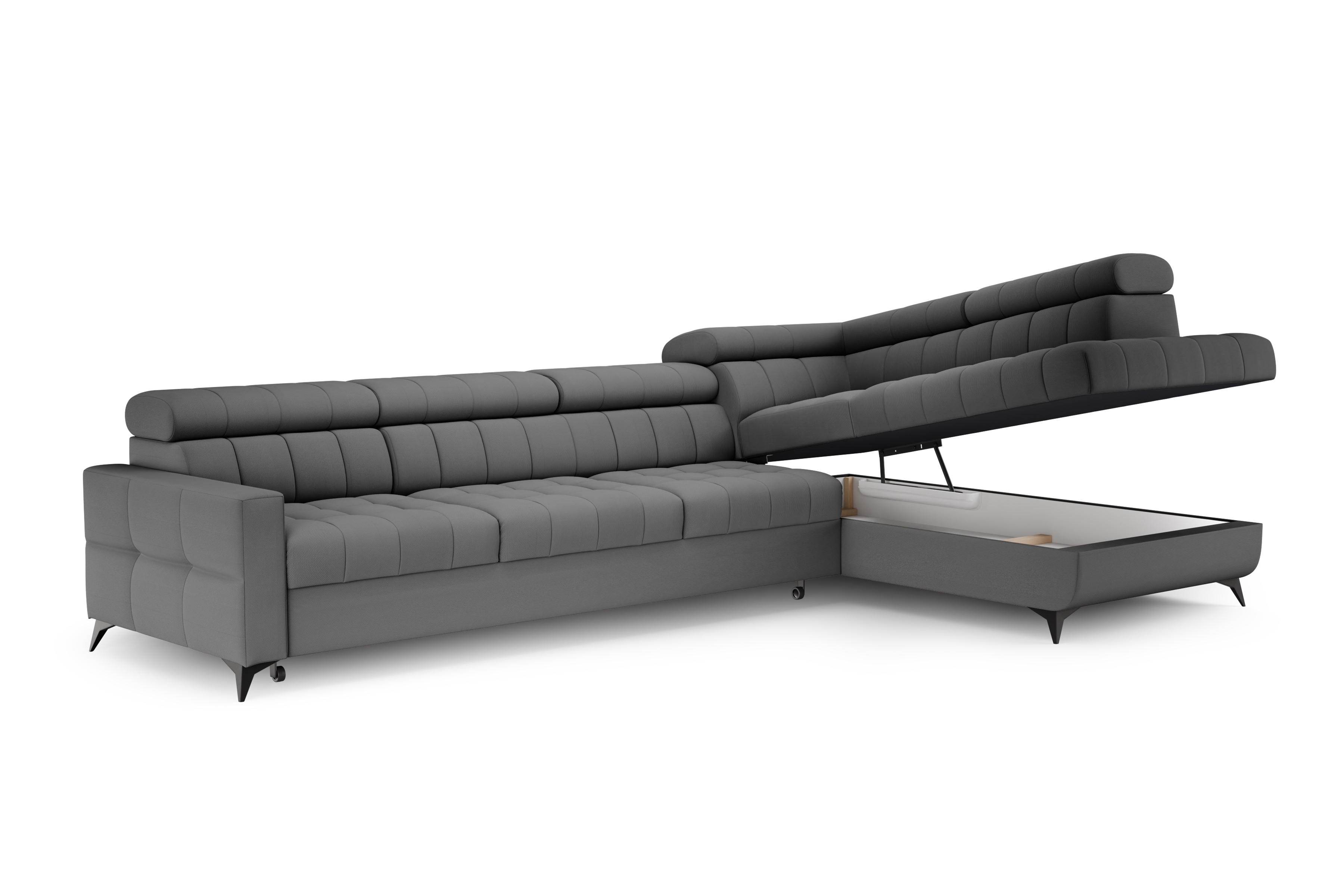 Rozkládací rohová sedací souprava Nardo Maxi pravá - šedá Pretty 17 Rohová sedací souprava Nardo Maxi rozkládací pravá - šedá plusz Pretty 17